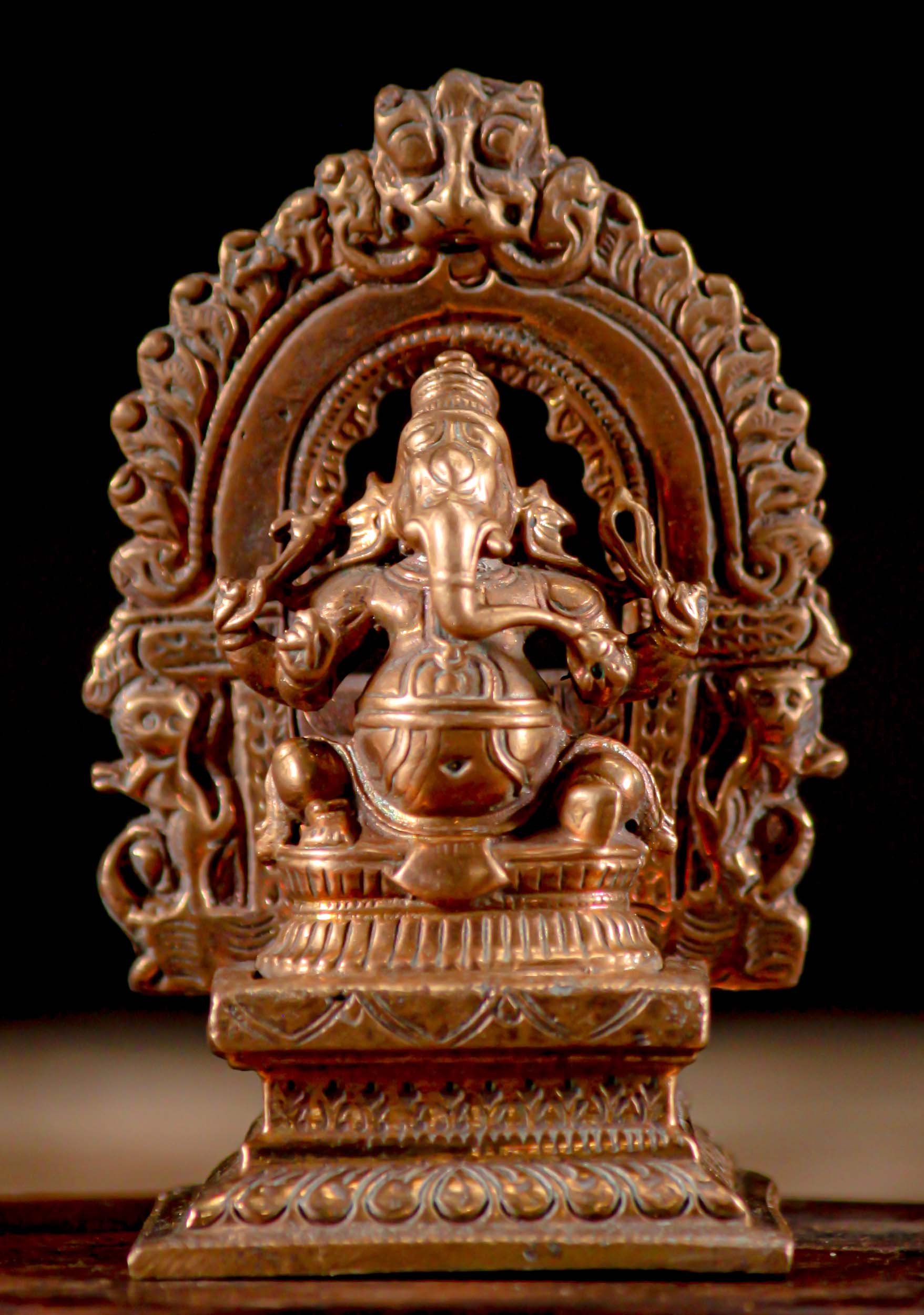 Small Lost Wax Bronze Hindu God Ganesh Statue Perfect for Small Home Altar 3"