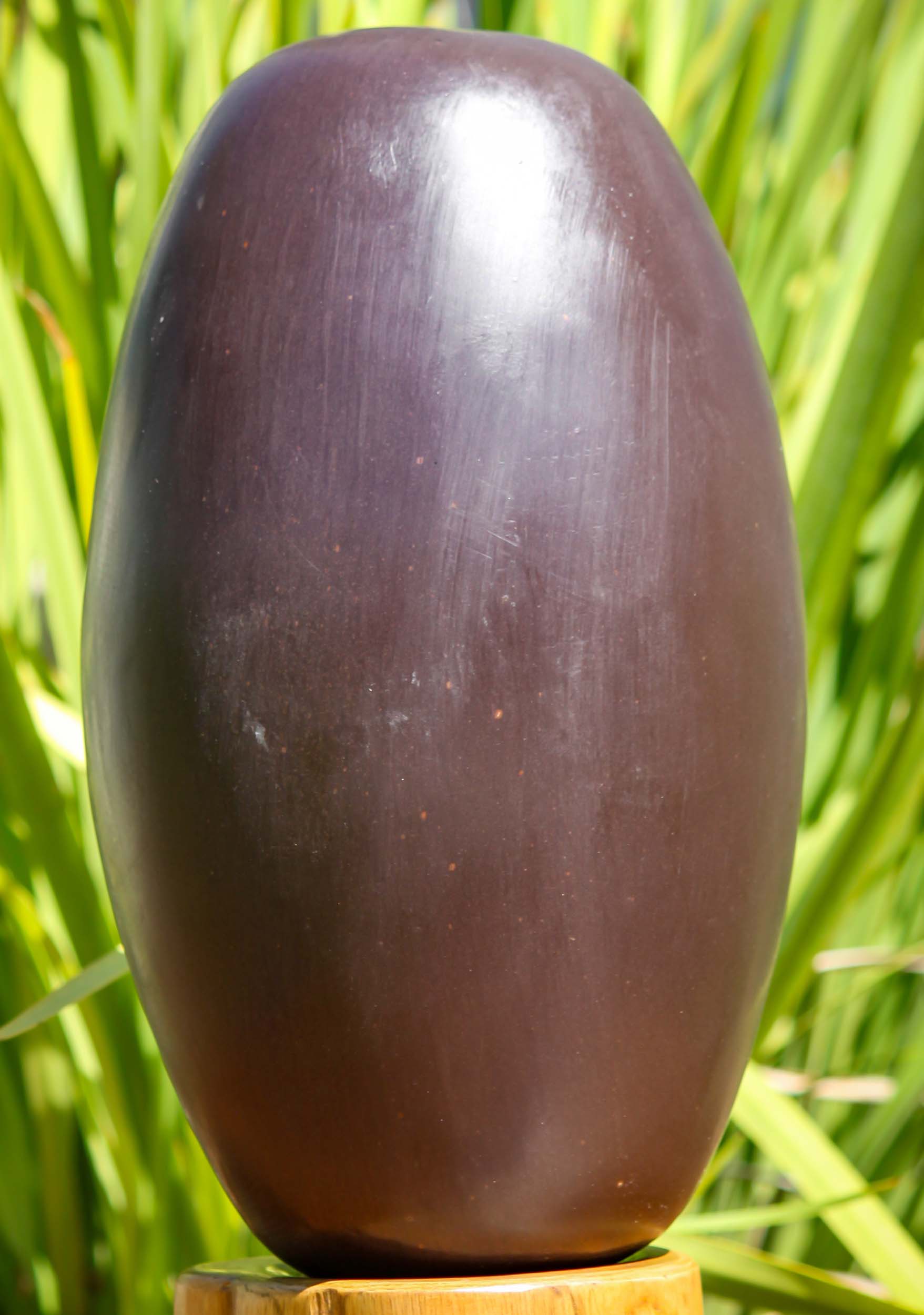 Dark Red with Tiny Speckles Narmada Shiva Lingam Representing Shiva as a Pillar of Fire 12"