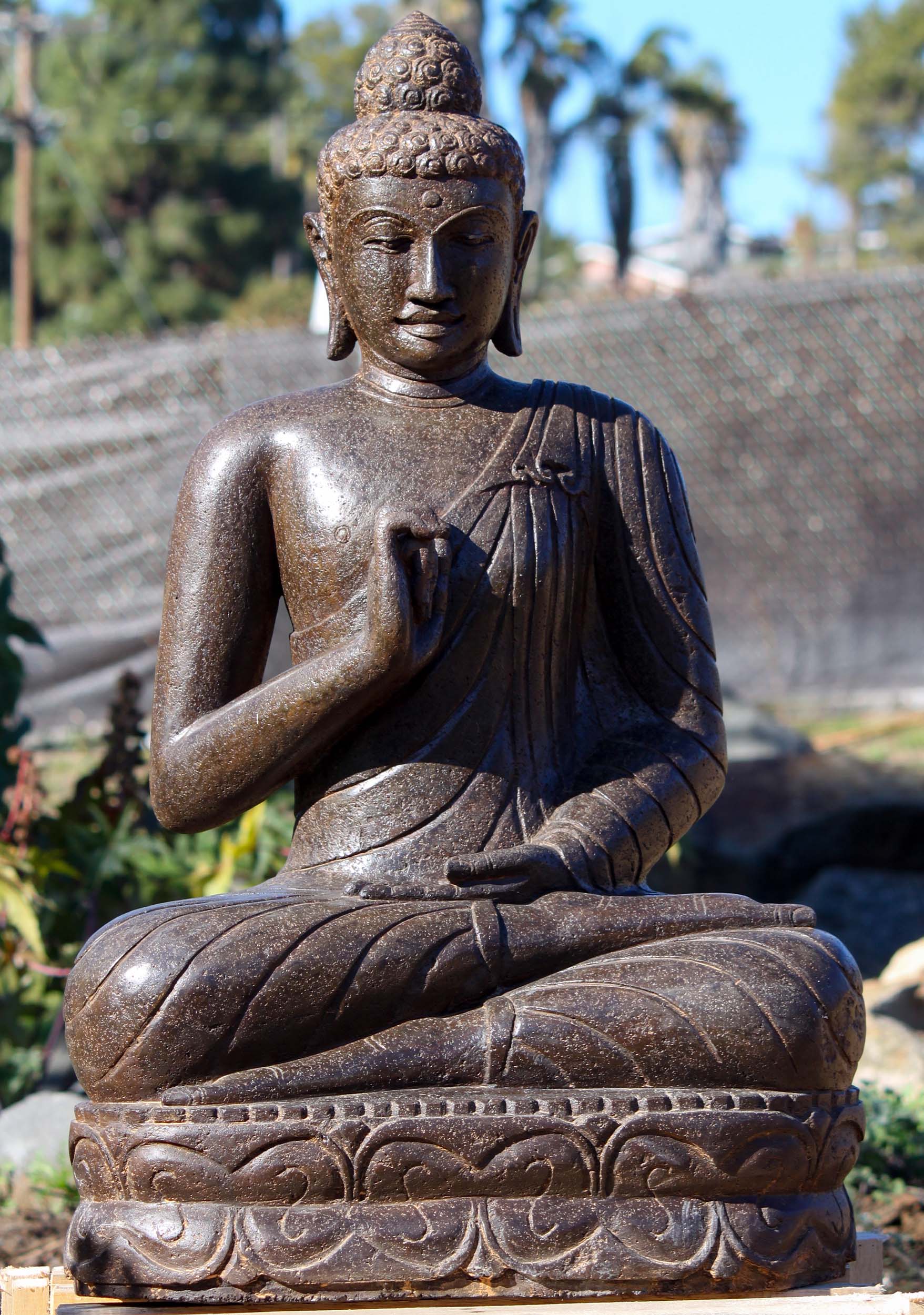 SOLD Lava Stone Ardhapadmasana Seated Vitarka & Dhyana Teaching Outdoor ...