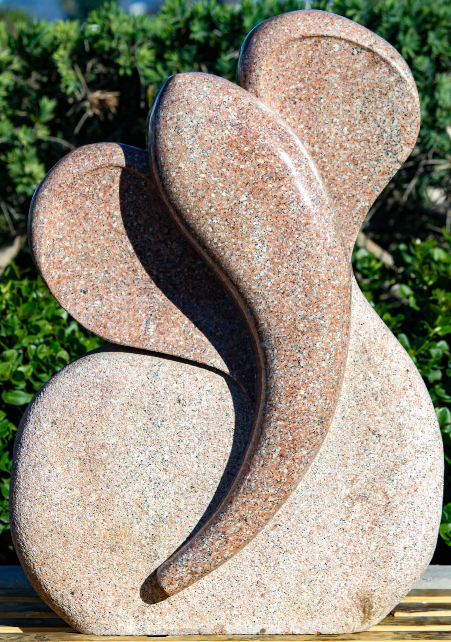 Red Multi Colored Granite Abstract Modern Large Ears Ganesh Sculpture Perfect in Any Garden 33"