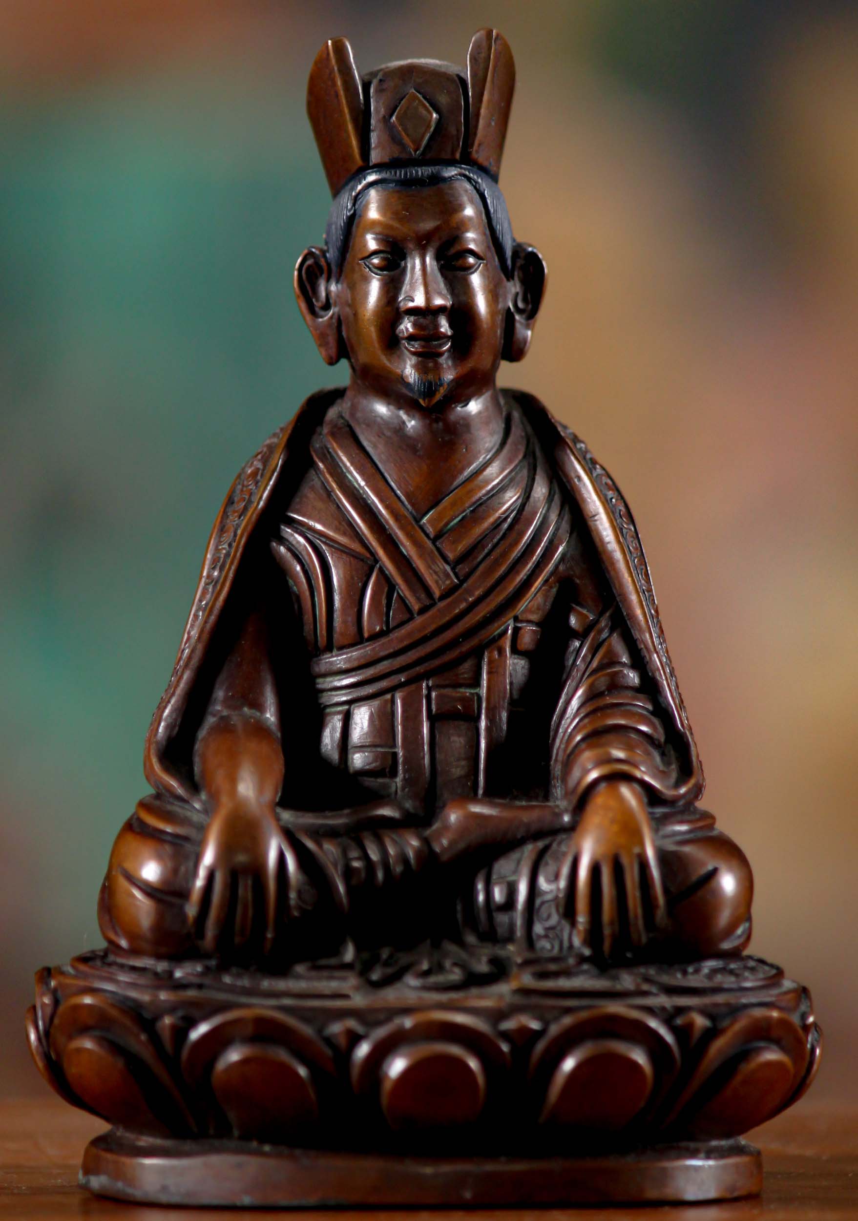 Nepalese Sculpture of The Third Karmapa, Rangjung Dorje Seated on Lotus Base 5"