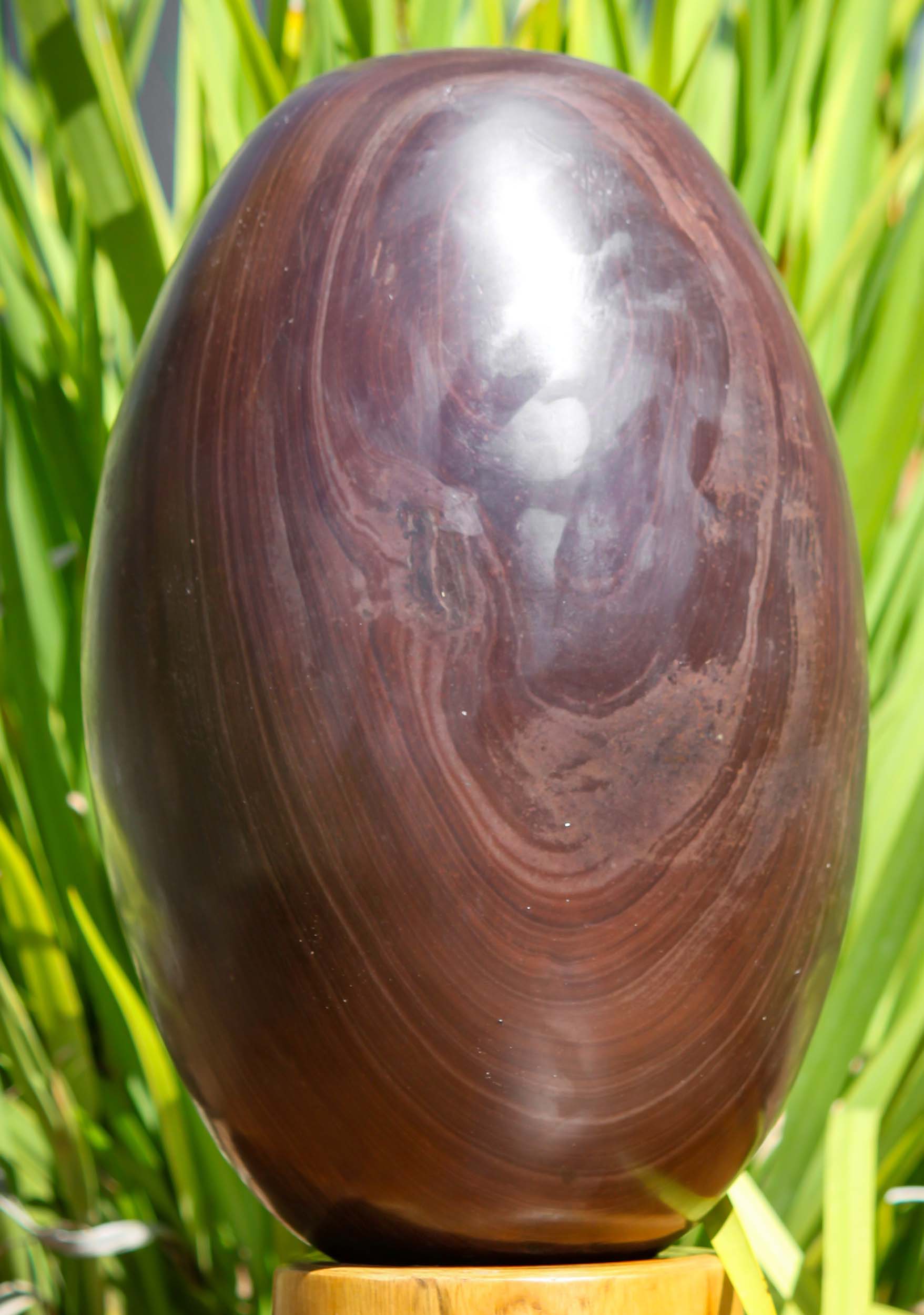 Large Marbled Narmada Shiva Lingam with Lines Representing Shiva as a Pillar of Fire 12"