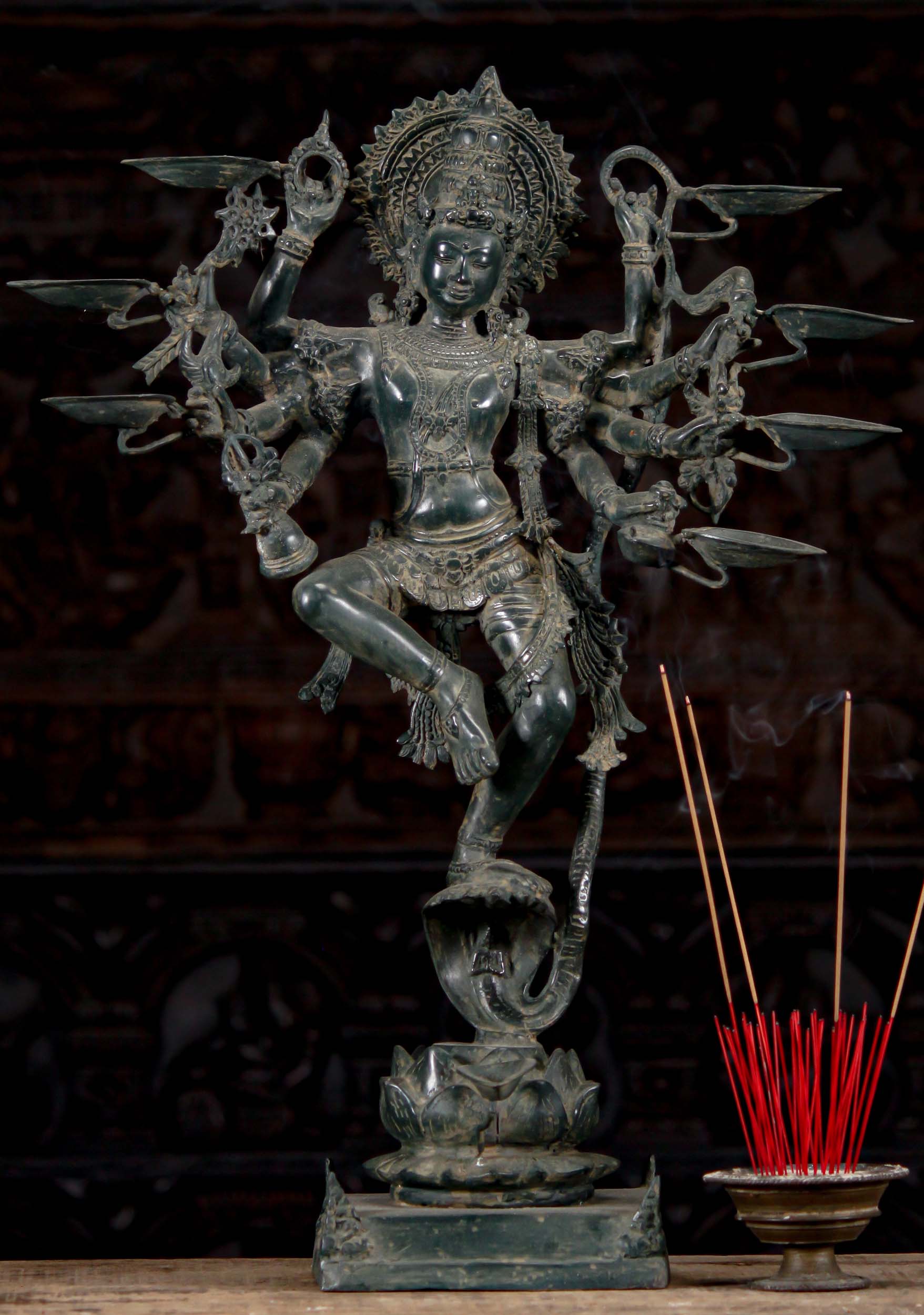 Brass Sculpture of Dancing Krishna Holding A Butter Ball . Height