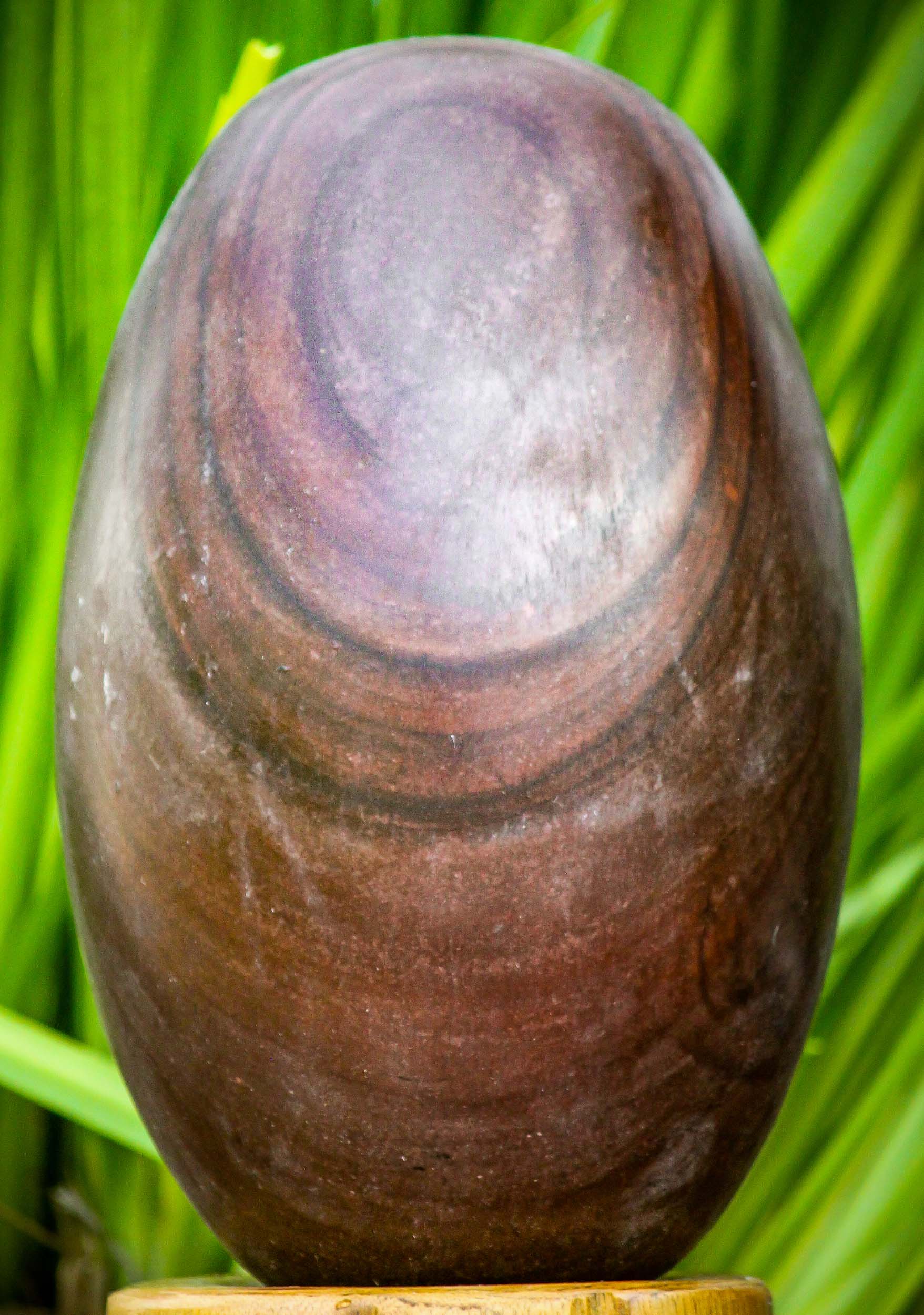 Dark Red Ringed Narmada Shiva Lingam Representing Shiva as a Pillar of Fire 12"