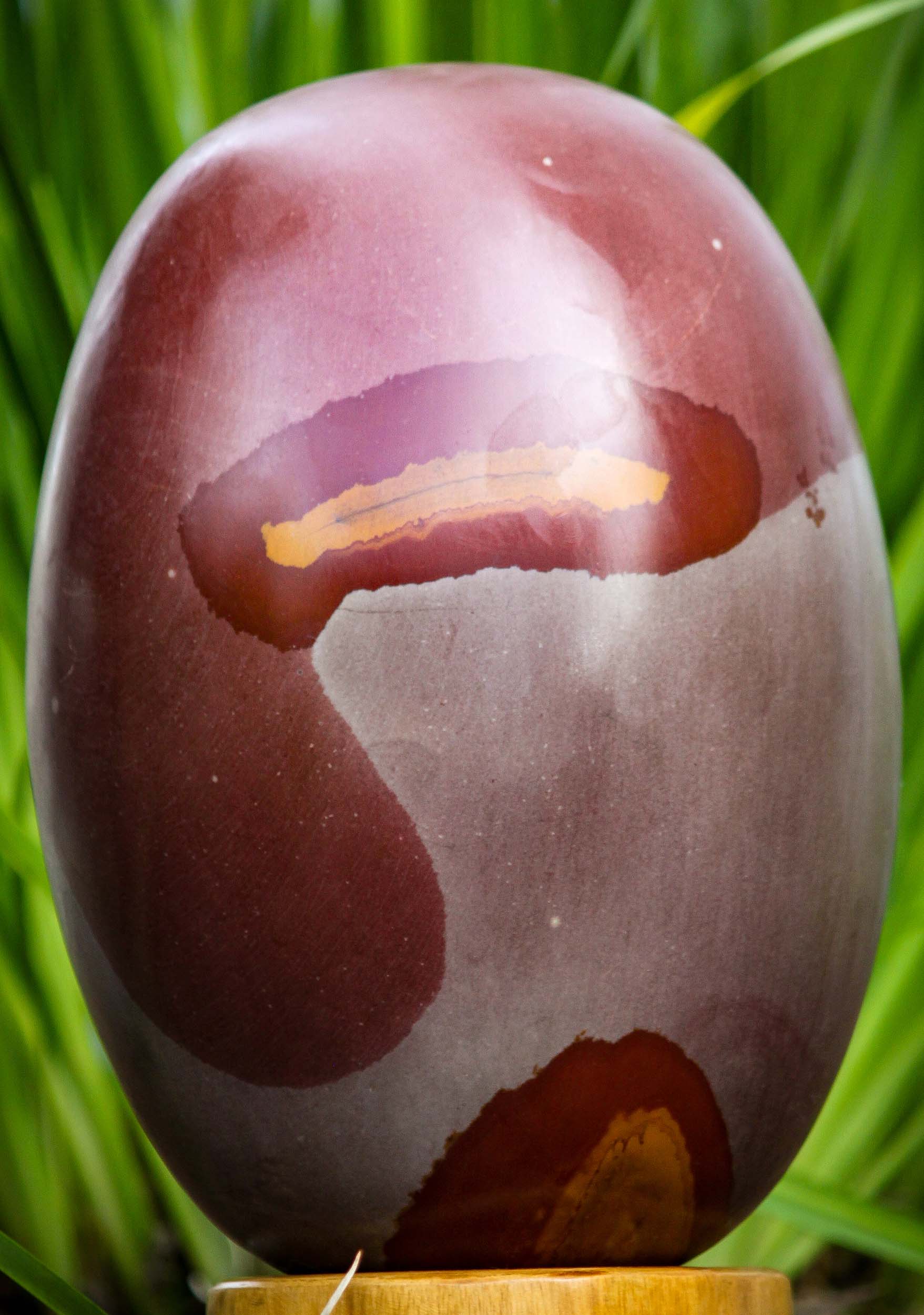 Beautiful Red Marbled Narmada Shiva Lingam Representing Shiva as a Pillar of Fire 10.5"