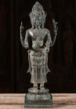 SOLD Brass Brahma Statue with Beautiful Patina 17