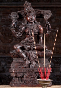 Red Marble Shiva Statue Holding Large Trident & Cobra's Tail Hand ...