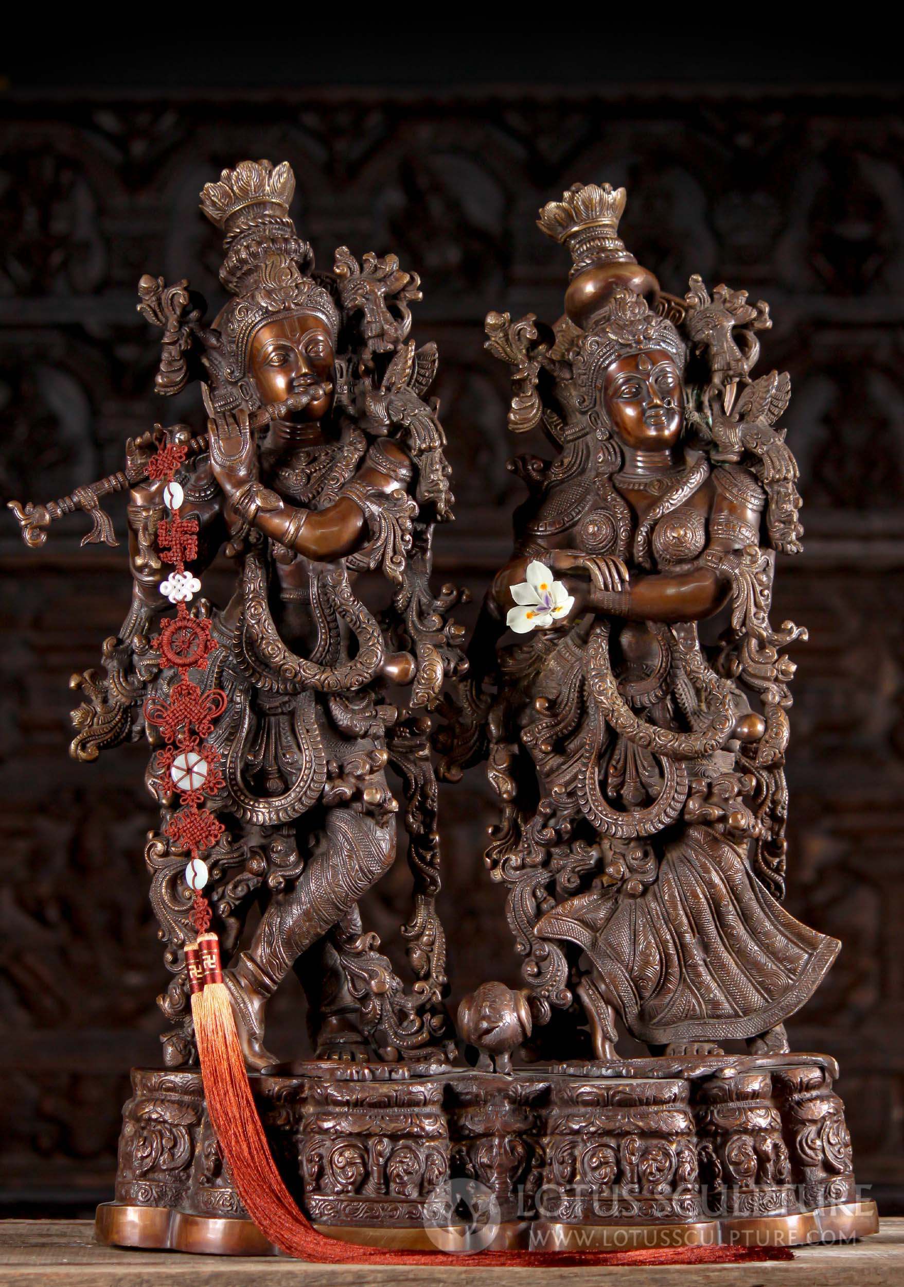 Beautiful Brass Finely Detailed Orissan Style Statue Of The Lovers Radha Krishna 27 89bs217z