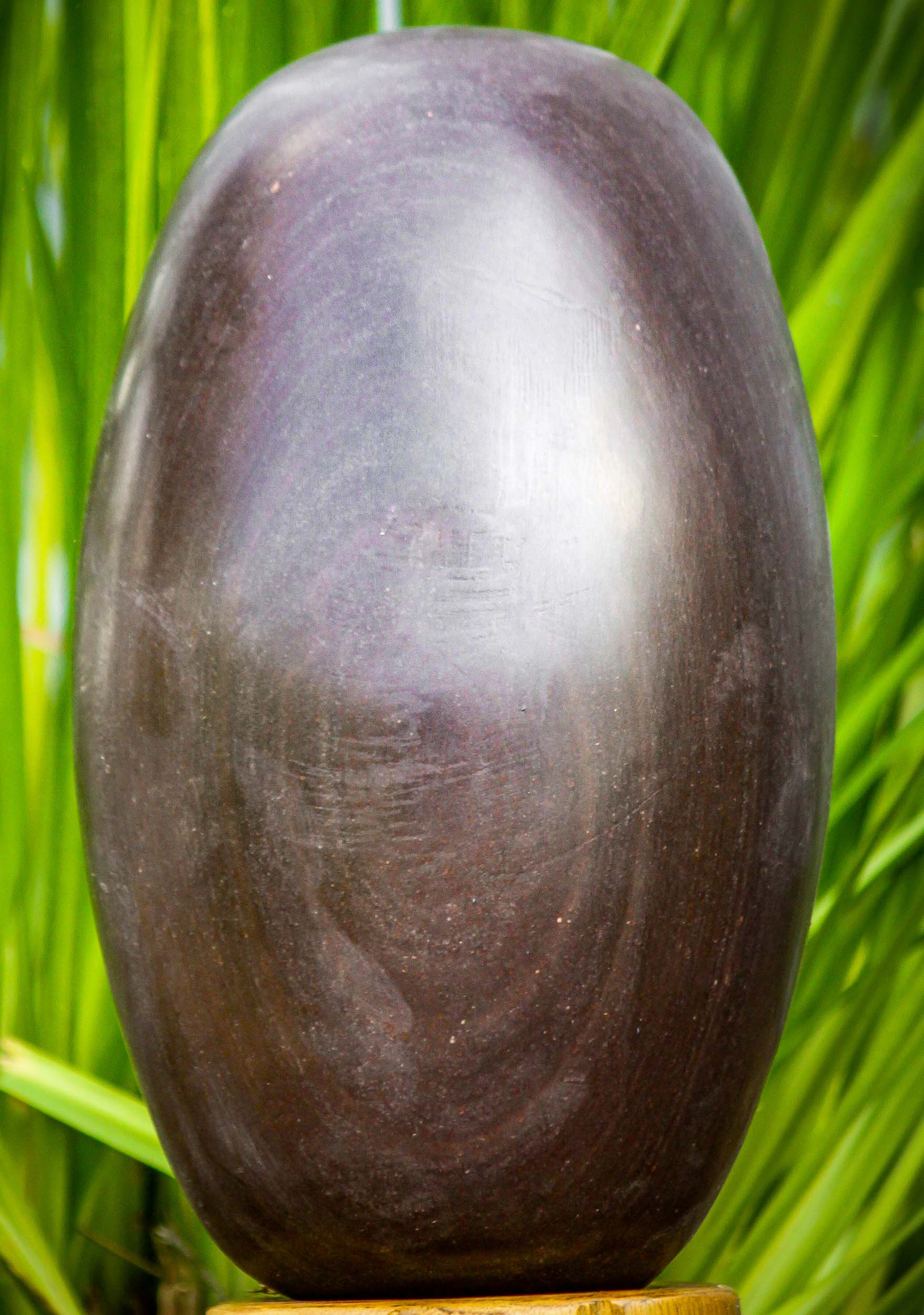 Grey Natural Narmada Shiva Lingam Stone Representing Shiva as a Pillar of Fire 10"