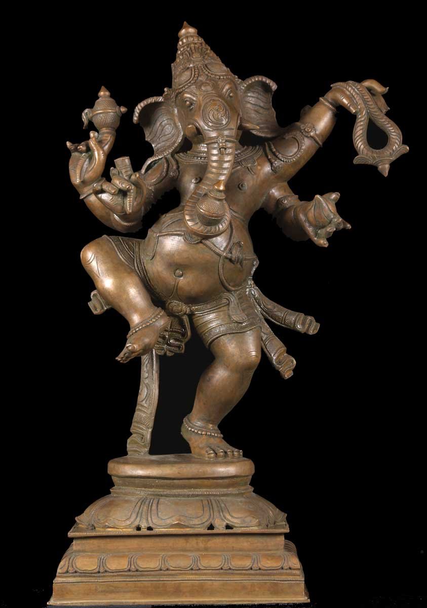 Bronze Dancing Ganesh Statue 27"