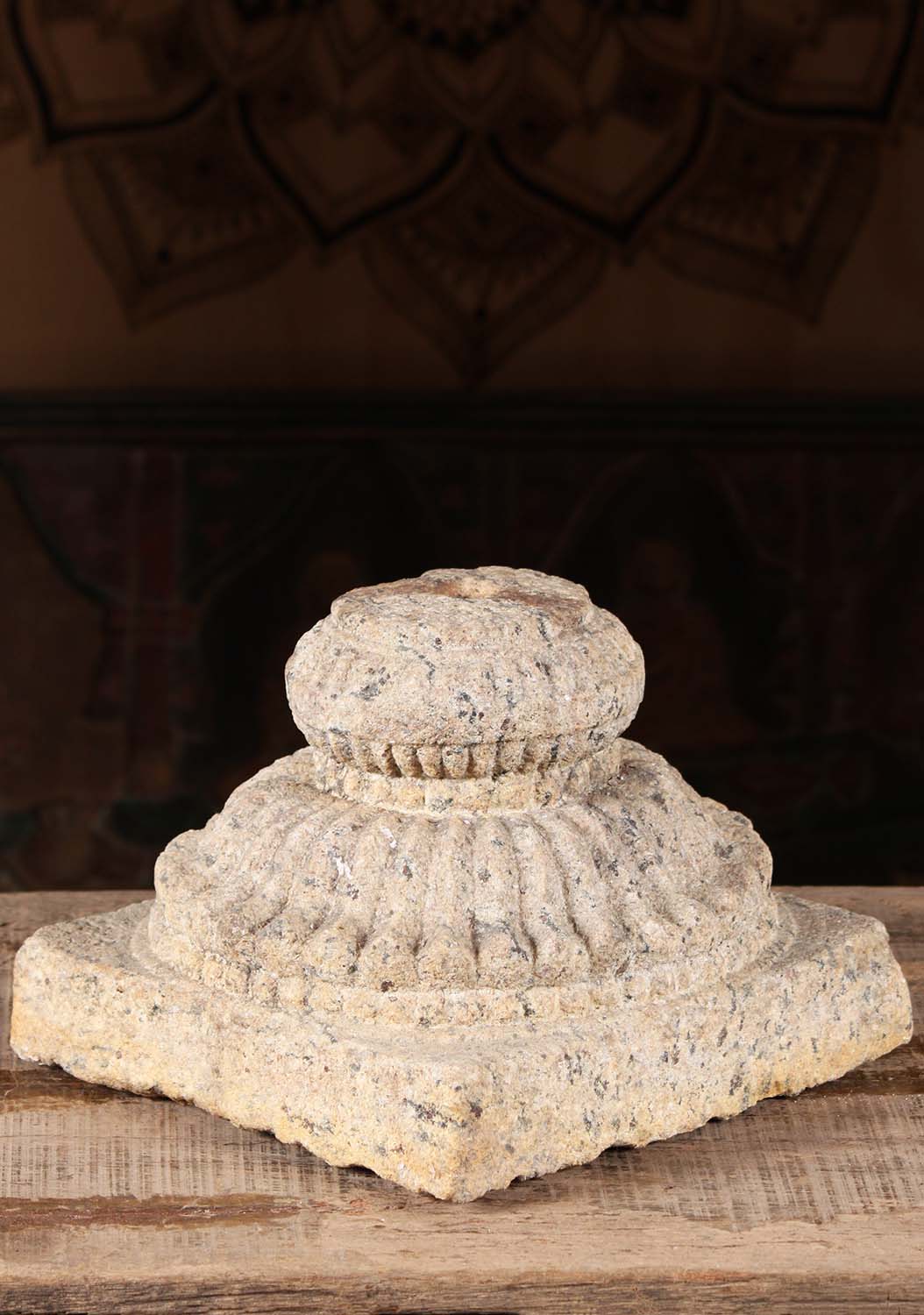 Antique Stone Karaikudi Pillar Base 8"