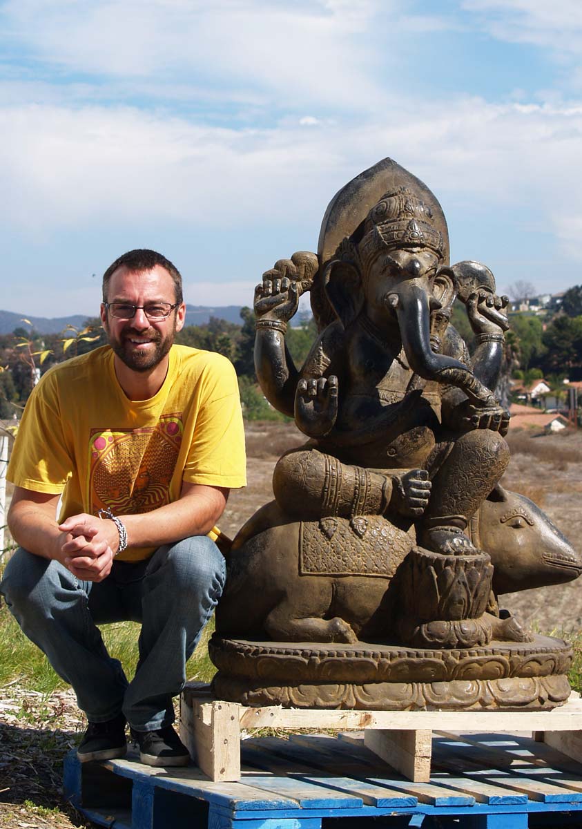 Stone Ganesh Statue with Mushika 47"