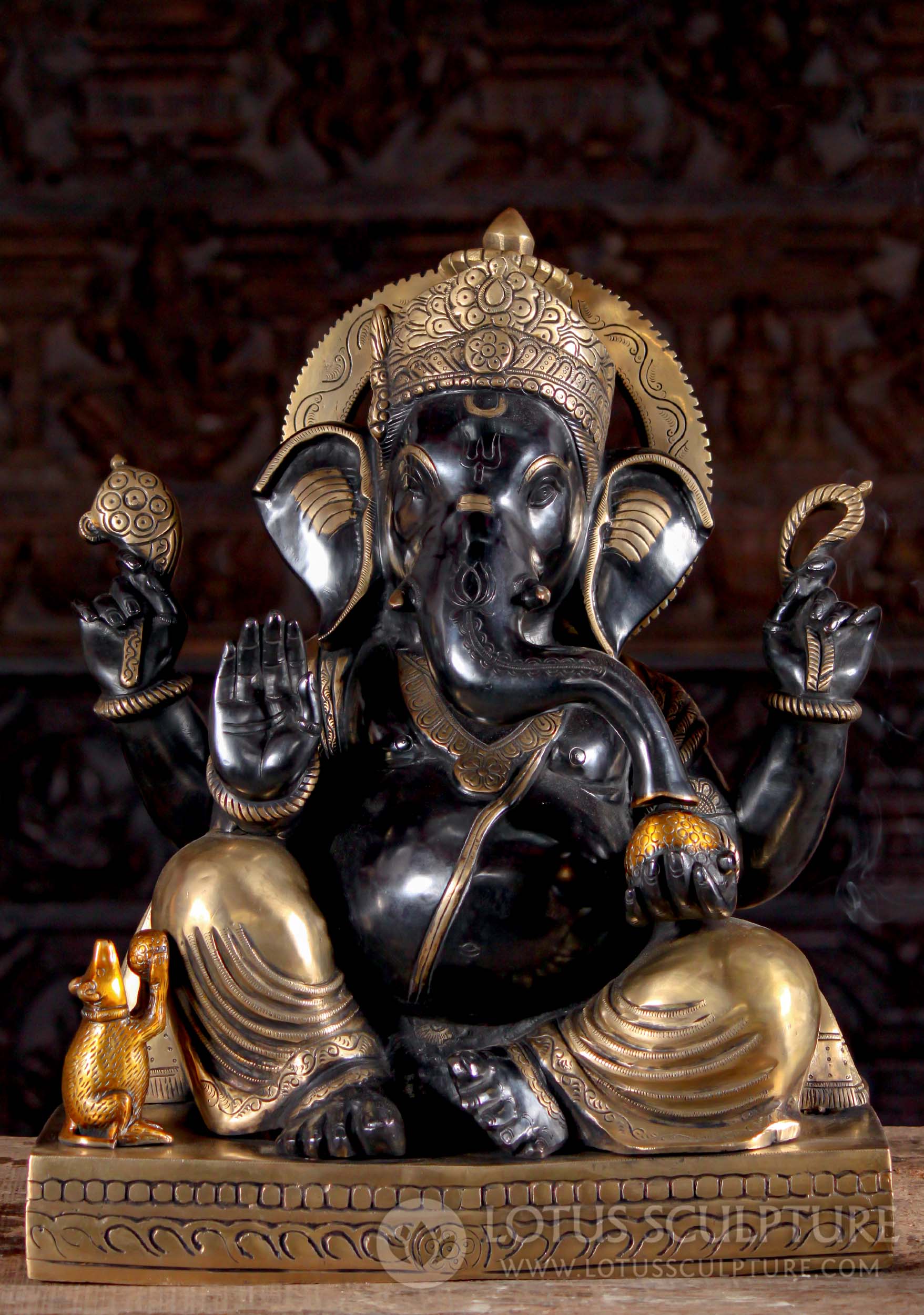 Brass Dancing Ganesh Statue, 2.5 Inches Tall: The Buddha Garden