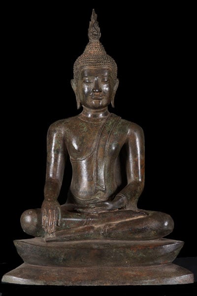 Earth Touching U Thong Buddha Statue 16.5"