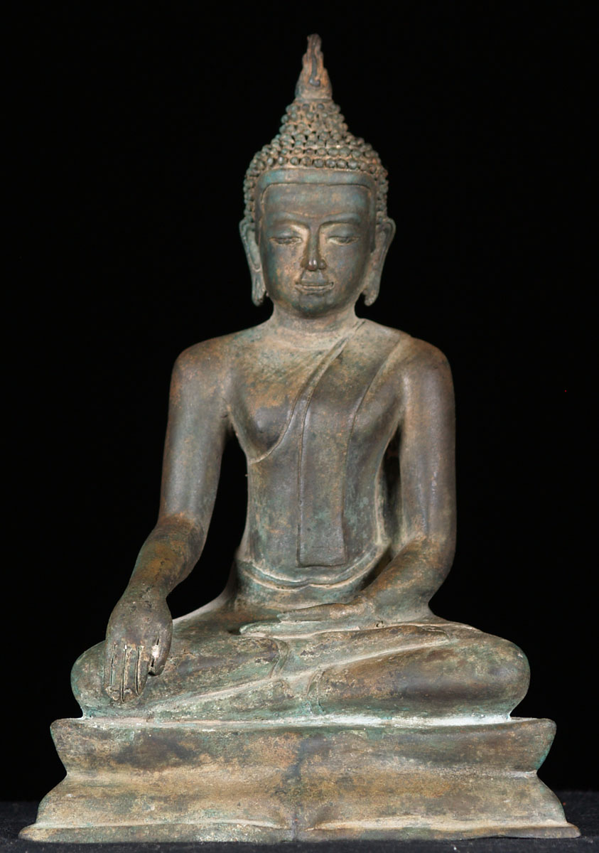 SOLD Thai Brass Buddha Sculpture in Earth Touching Mudra 8