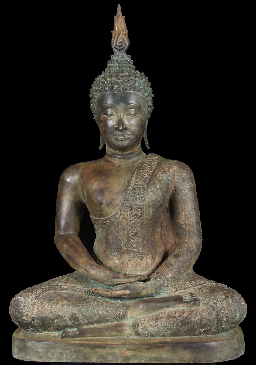 Thai Brass Buddha in the Meditating Position 30"