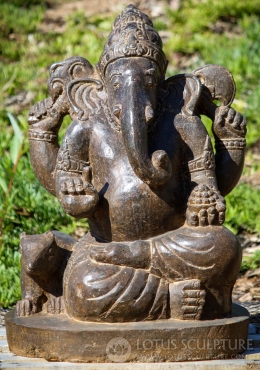 SOLD Stone Seated Ganesha Garden Sculpture 38