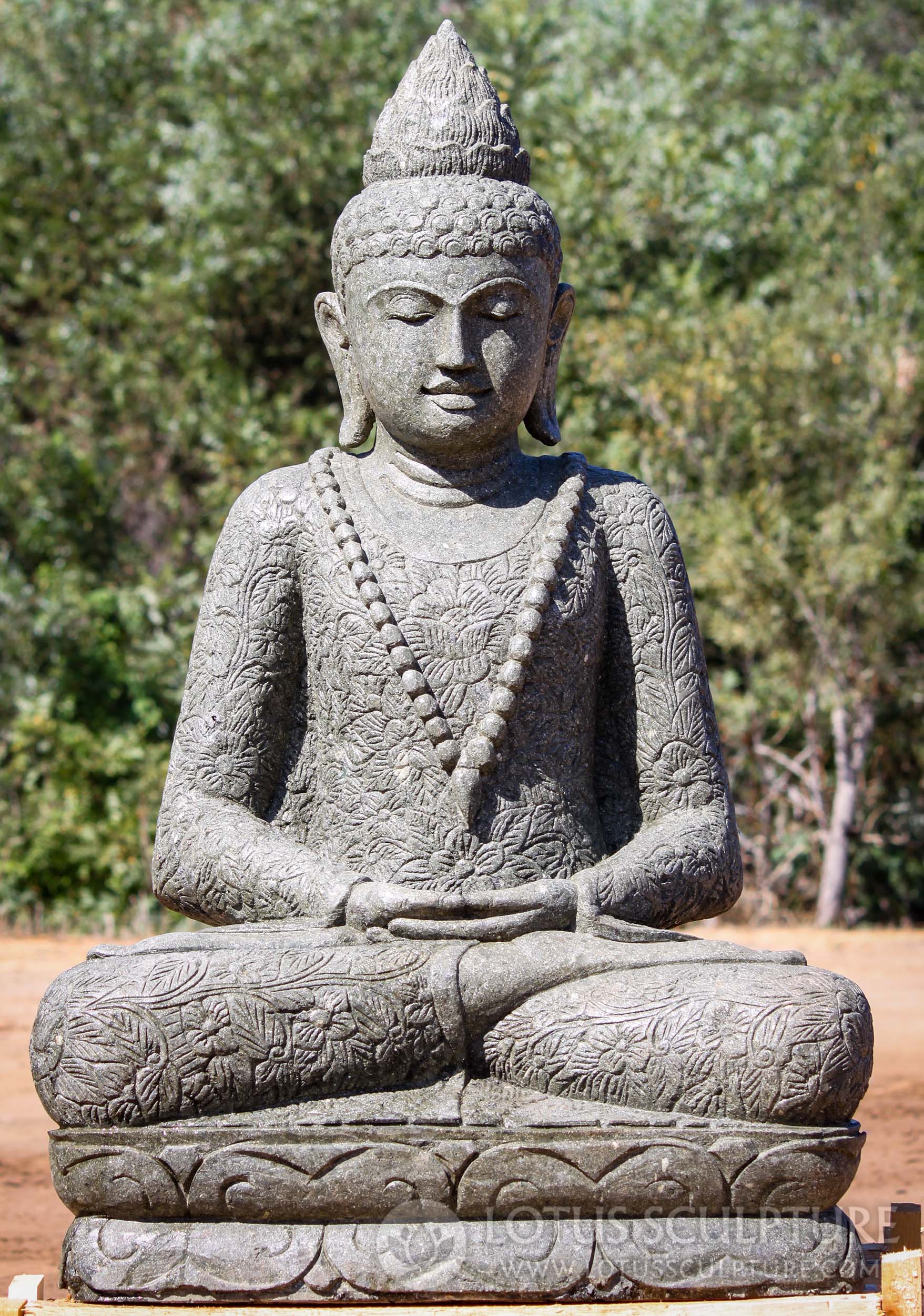 SOLD Padmasana Seated Stone Meditating Garden Buddha Sculpture With ...