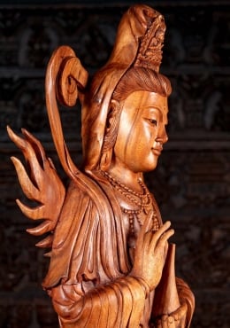 Statua Buddha Thailandese Gambe Incrociate in Legno Doppio Colore H 42cm  ALNRAN014 - Orissa Mobili Coloniali