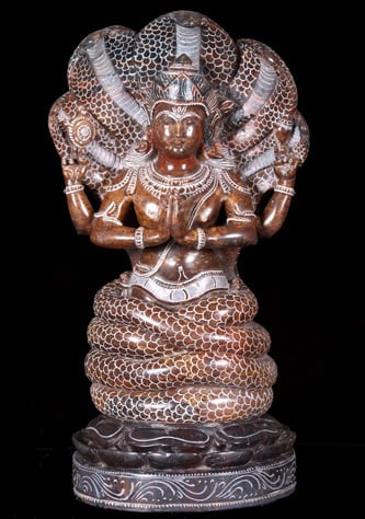 Marble Patanjali Statue with Serpent 14.5"