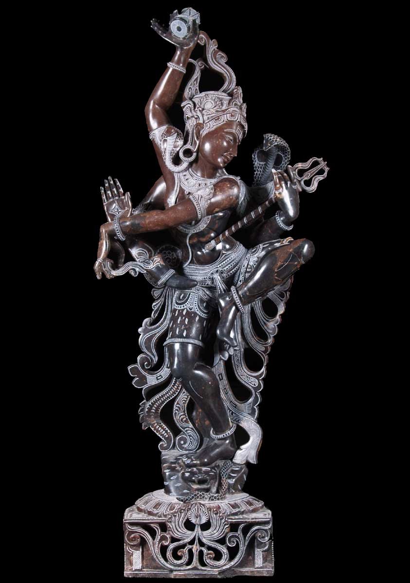 Black Marble Dancing Shiva Sculpture 50"