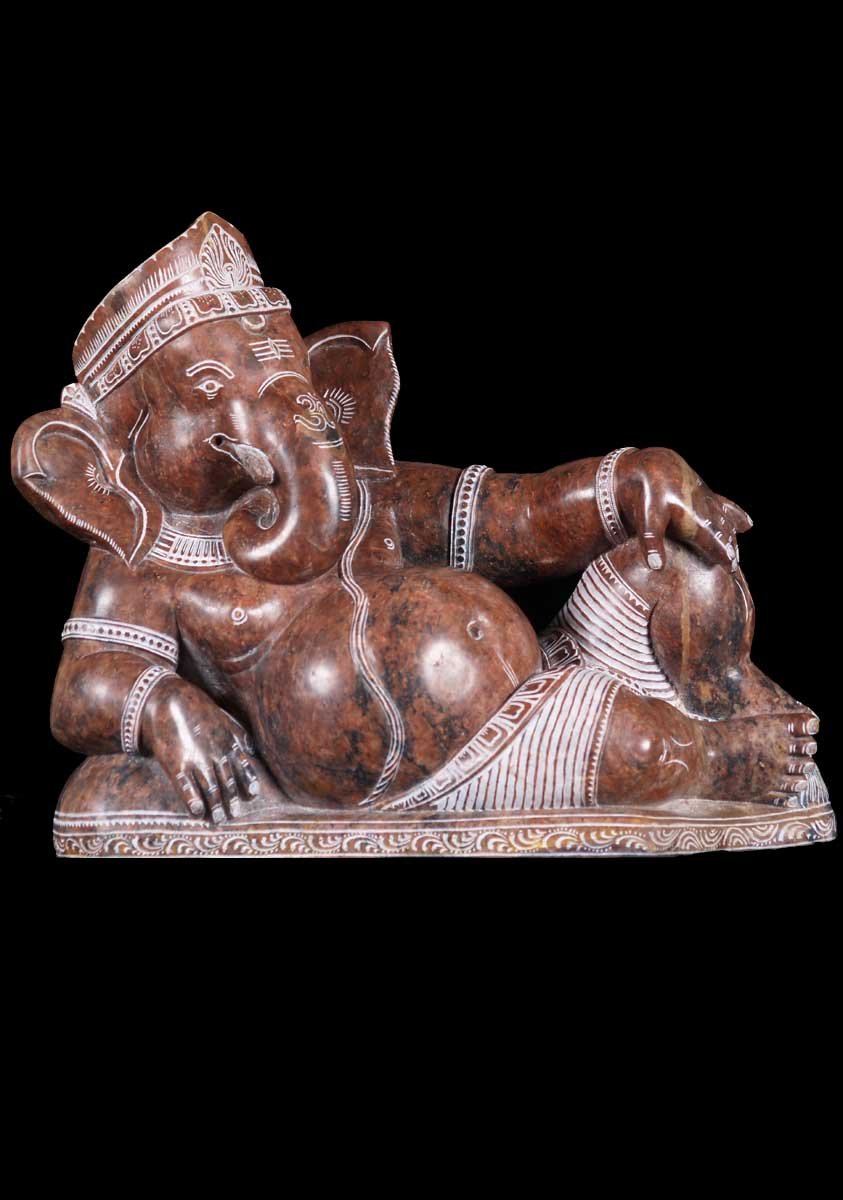 Black Marble Siana Ganesh Statue 12"