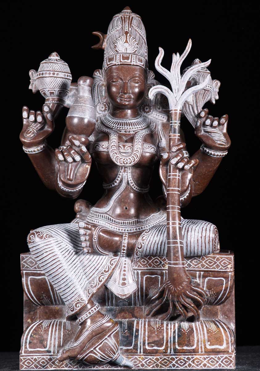 Black Marble Kamatchi Statue Holding Sugar Cane 18"