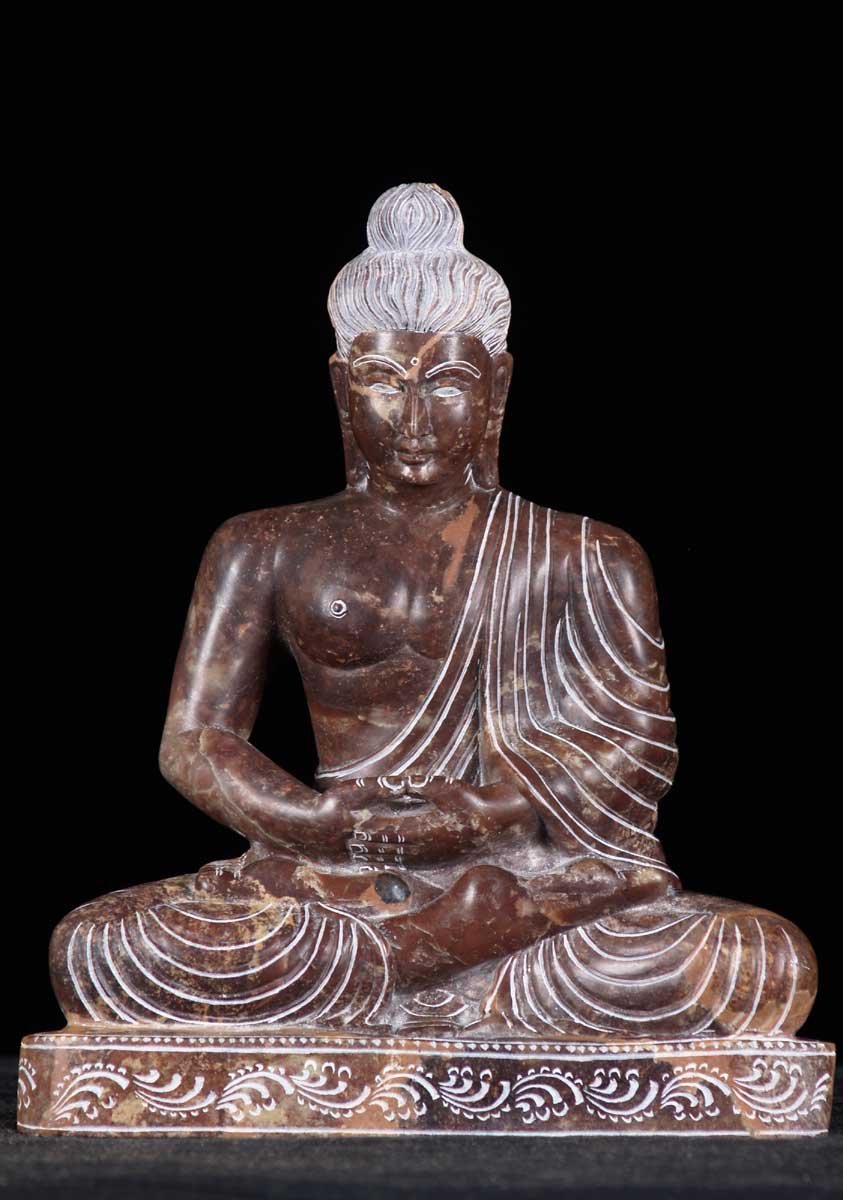 Black Marble Meditating Buddha Statue 10"