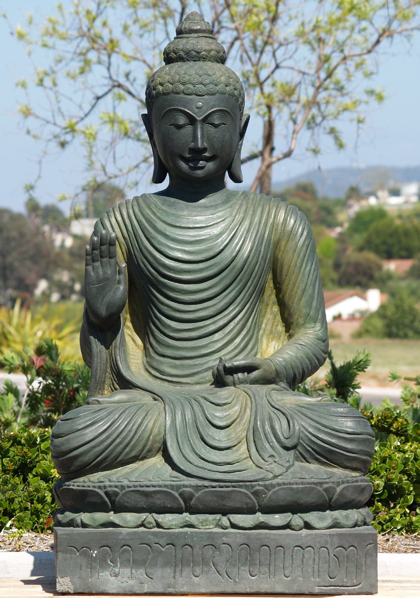 SOLD Lava Stone Buddha In Abhaya Mudra 45