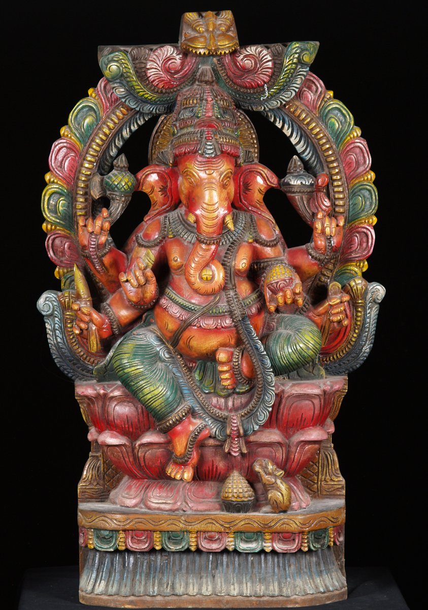 Ganesh Statue with Arch and Mahakala 36"