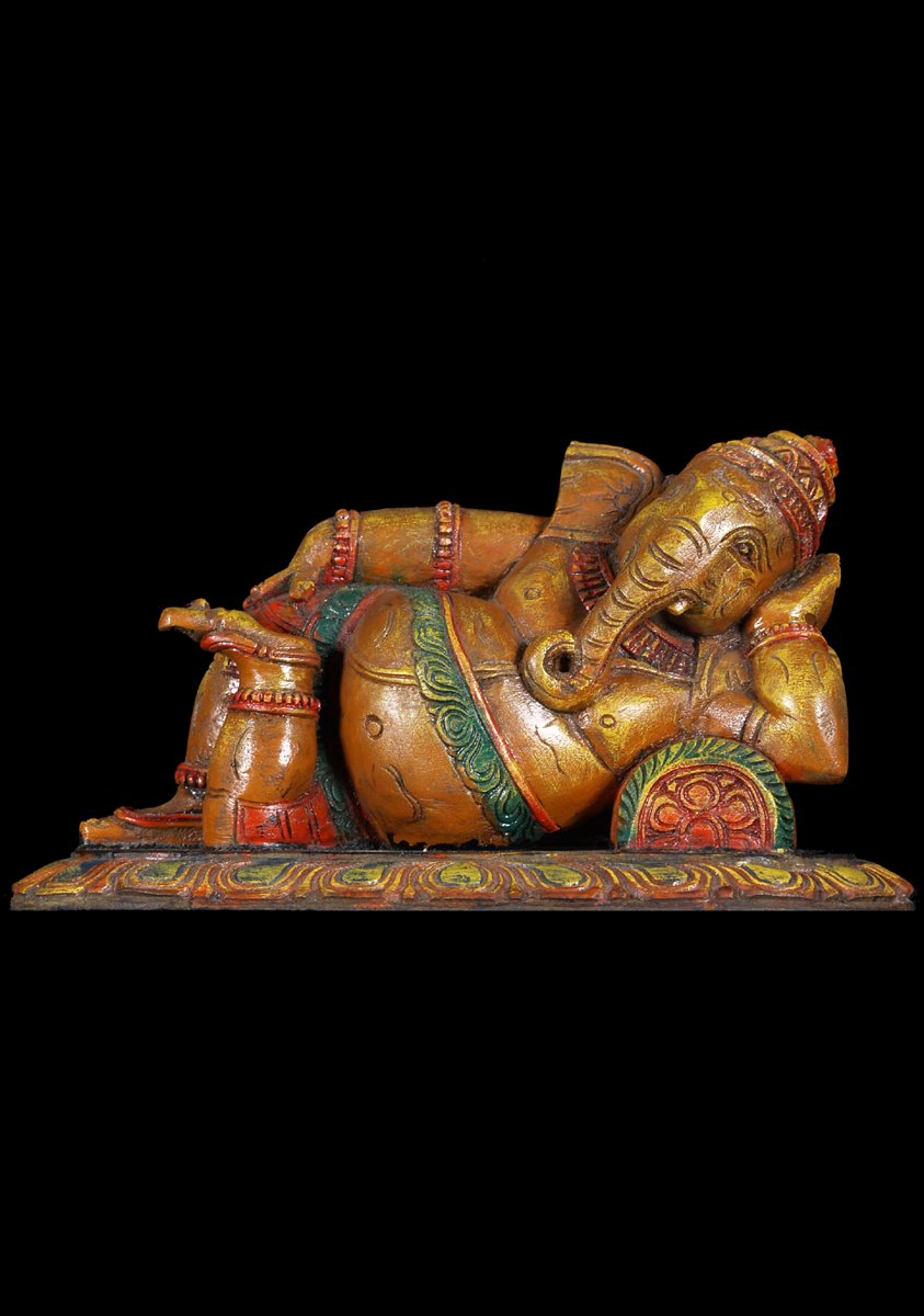 Small Colored Siana Ganesh Statue 14"