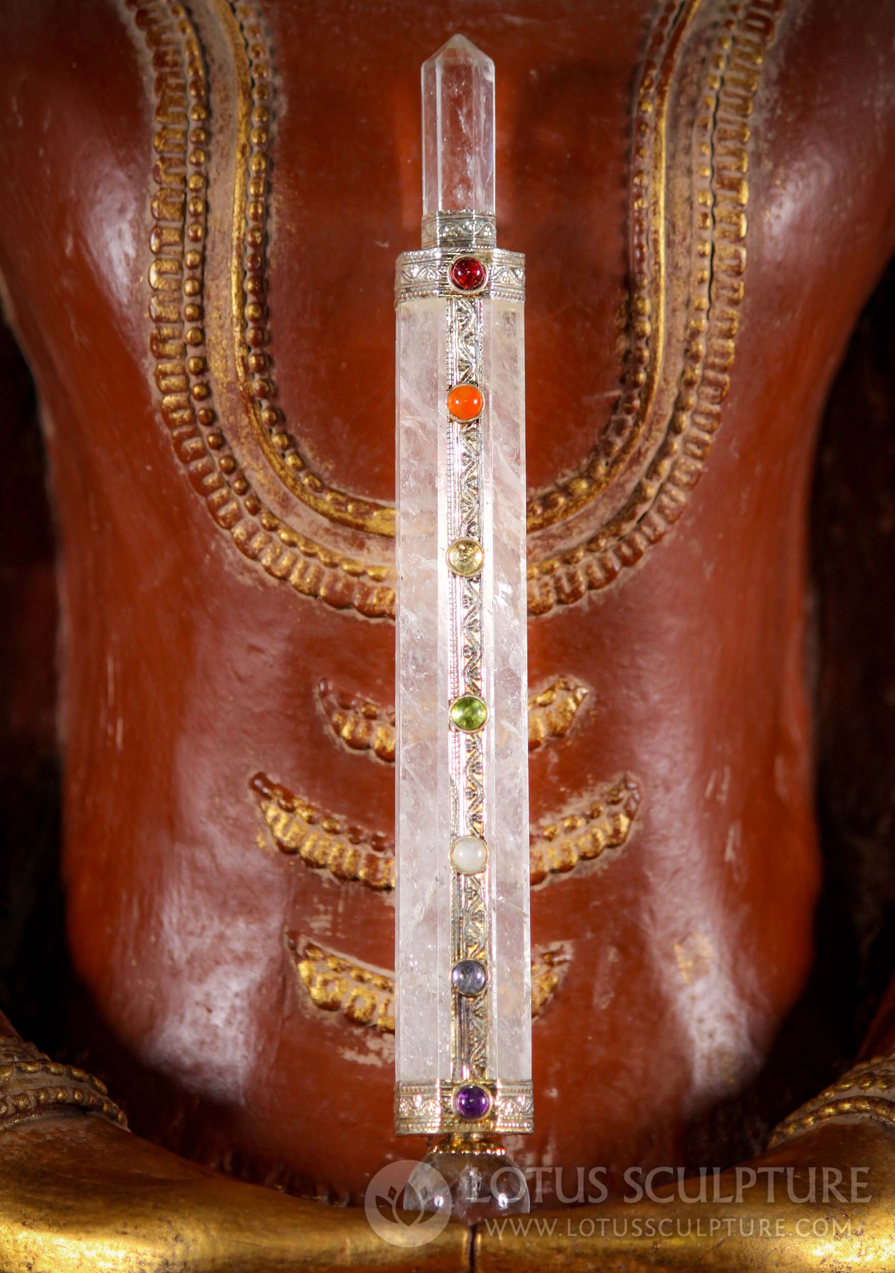 Seven Charkra Crystal Wand for Meditation and Healing Practices Associated with Saraswati 8"