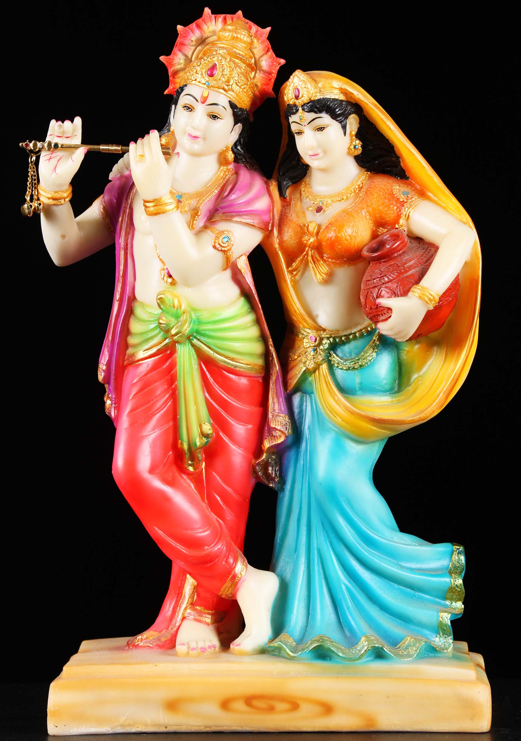 Fiberglass Statue of Krishna Playing the Flute to His Beloved Radha as ...