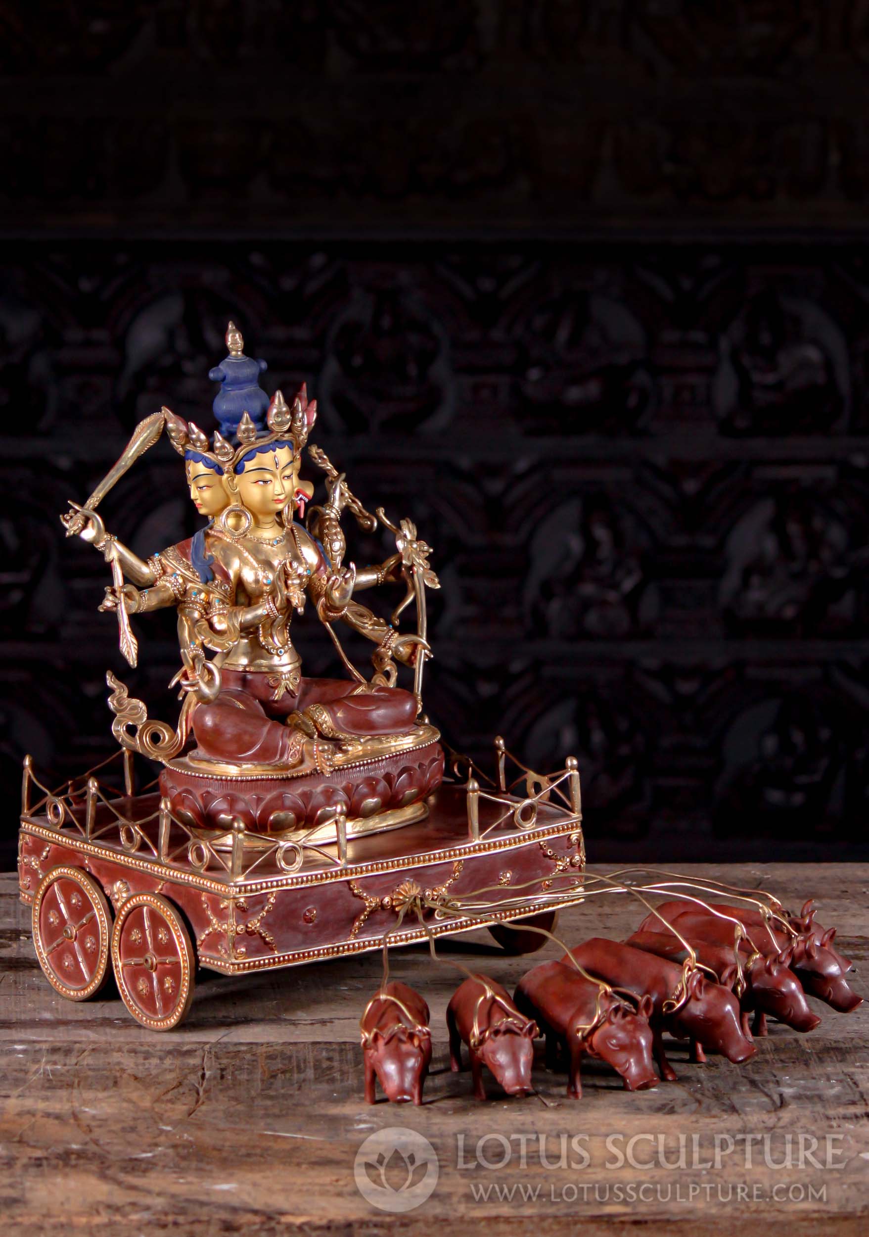 Marici as Bodhisattva Dharmalaksana on Chariot with Boars 18"