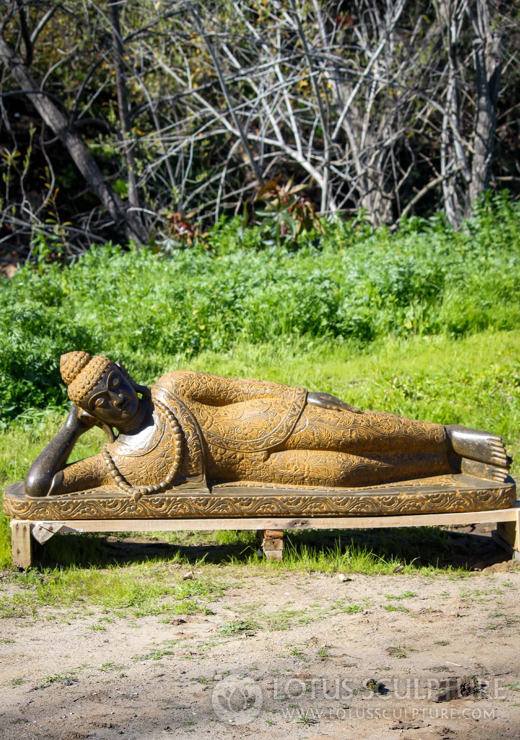 Stone Reclining Garden Buddha Sculpture Also Known as the Sleeping or Laying Buddha 60"