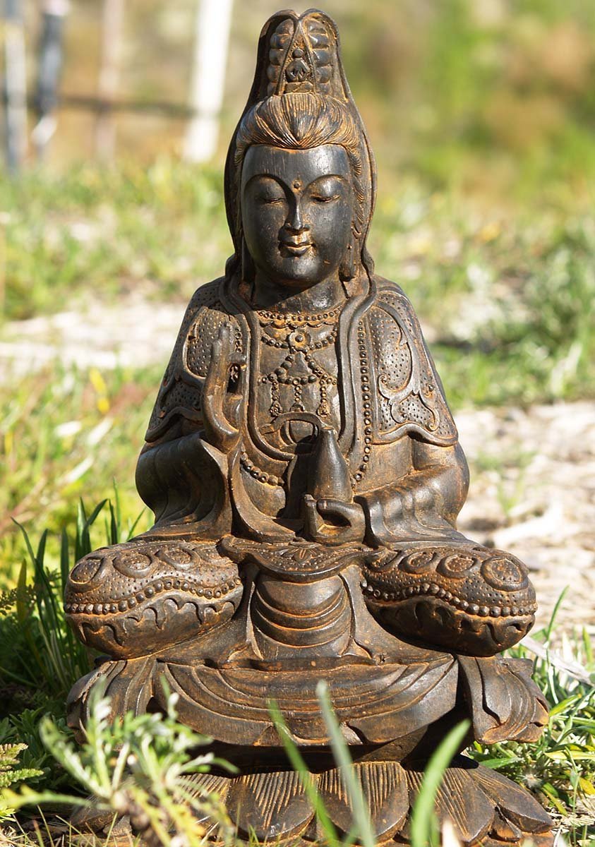 Small Kwan Yin Garden Statue Holding Vase of Nectar Perfect fo Home Garden 16"