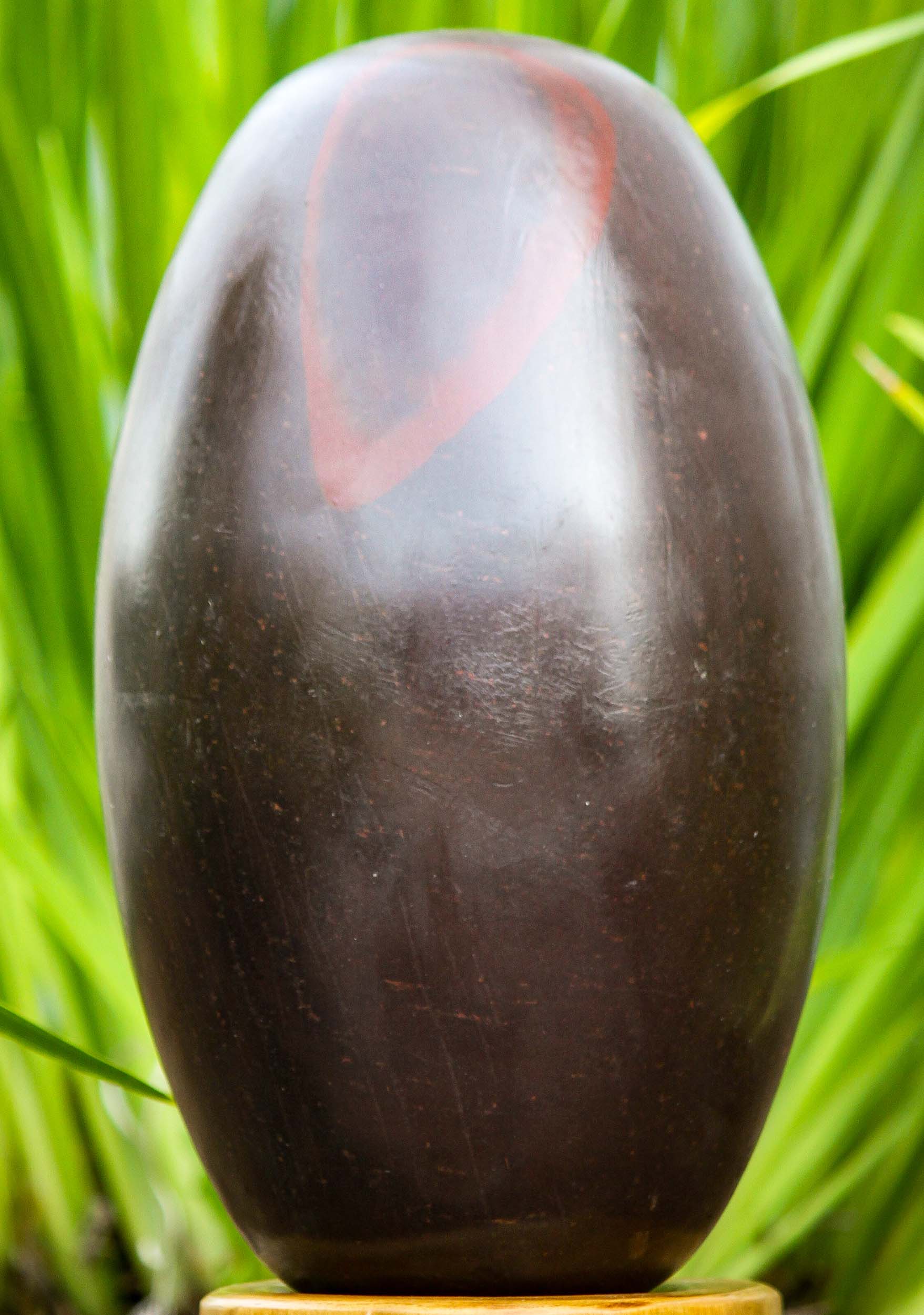 Deep Red Polished Narmada River Stone Shiva Lingam Pillar of Fire 11.5"