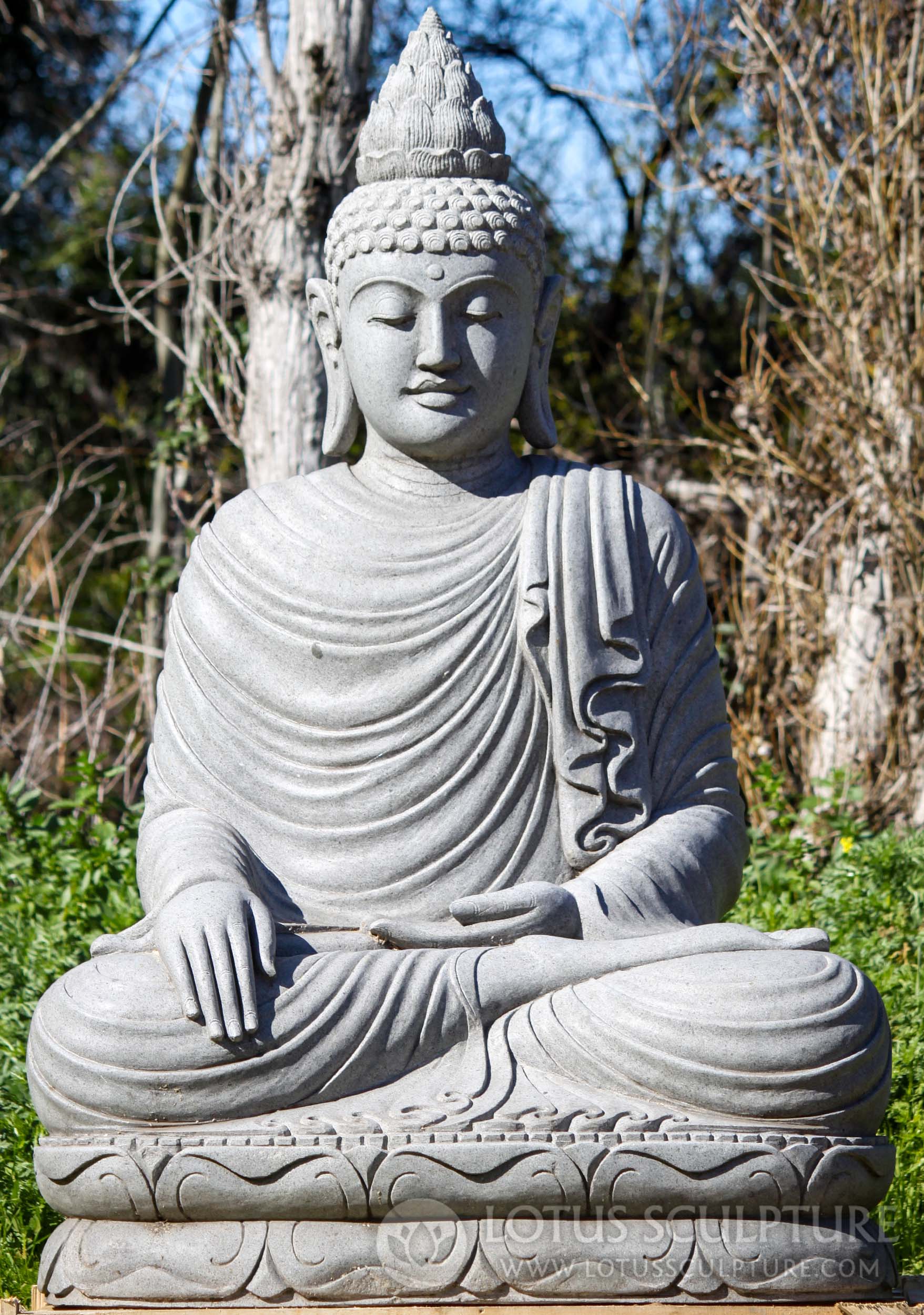 SOLD Large Natural Lava Stone Buddha Sculpture Seated in Earth Touching ...