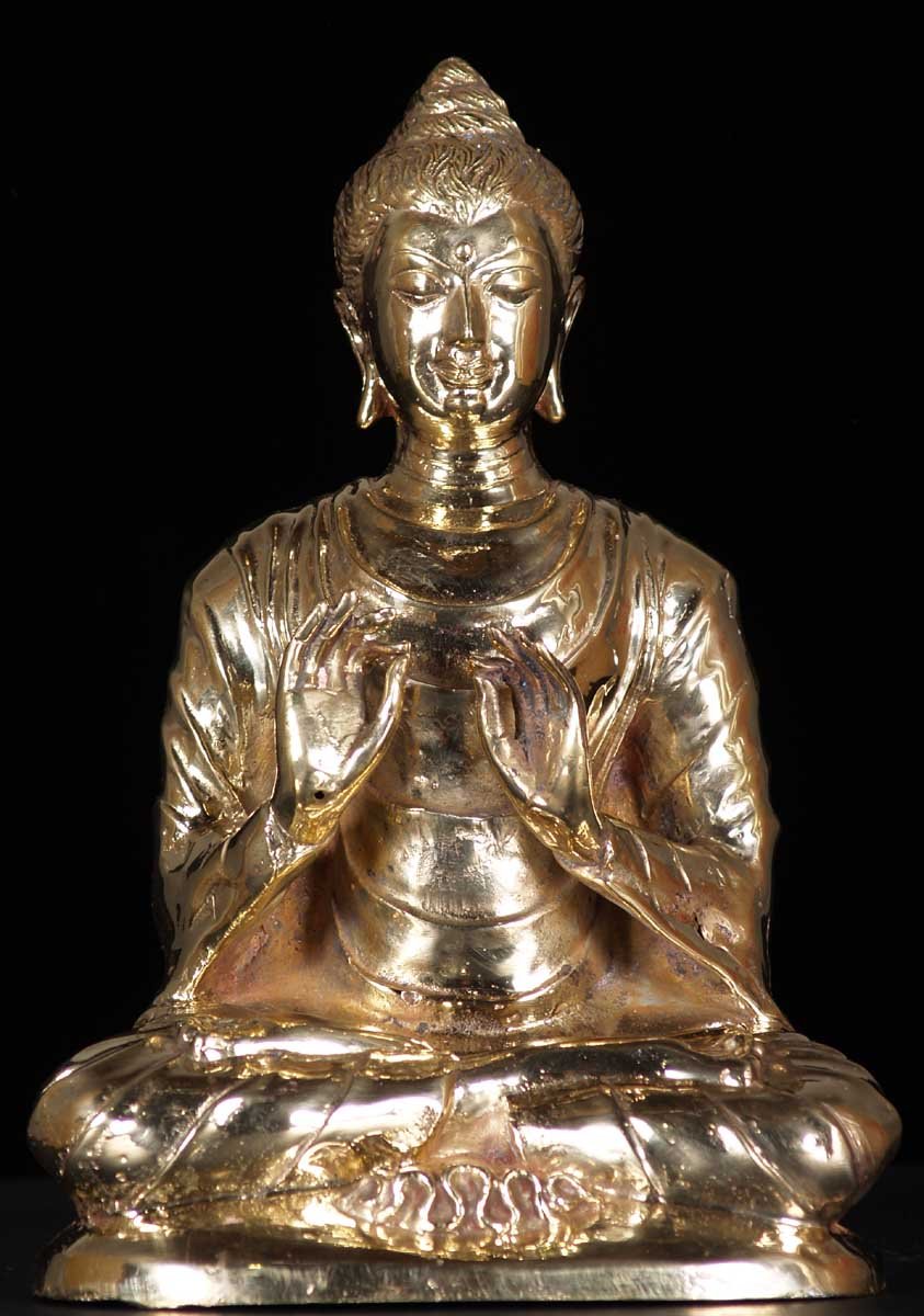 Polished Thai Brass Gandharan Buddha Statue 10"