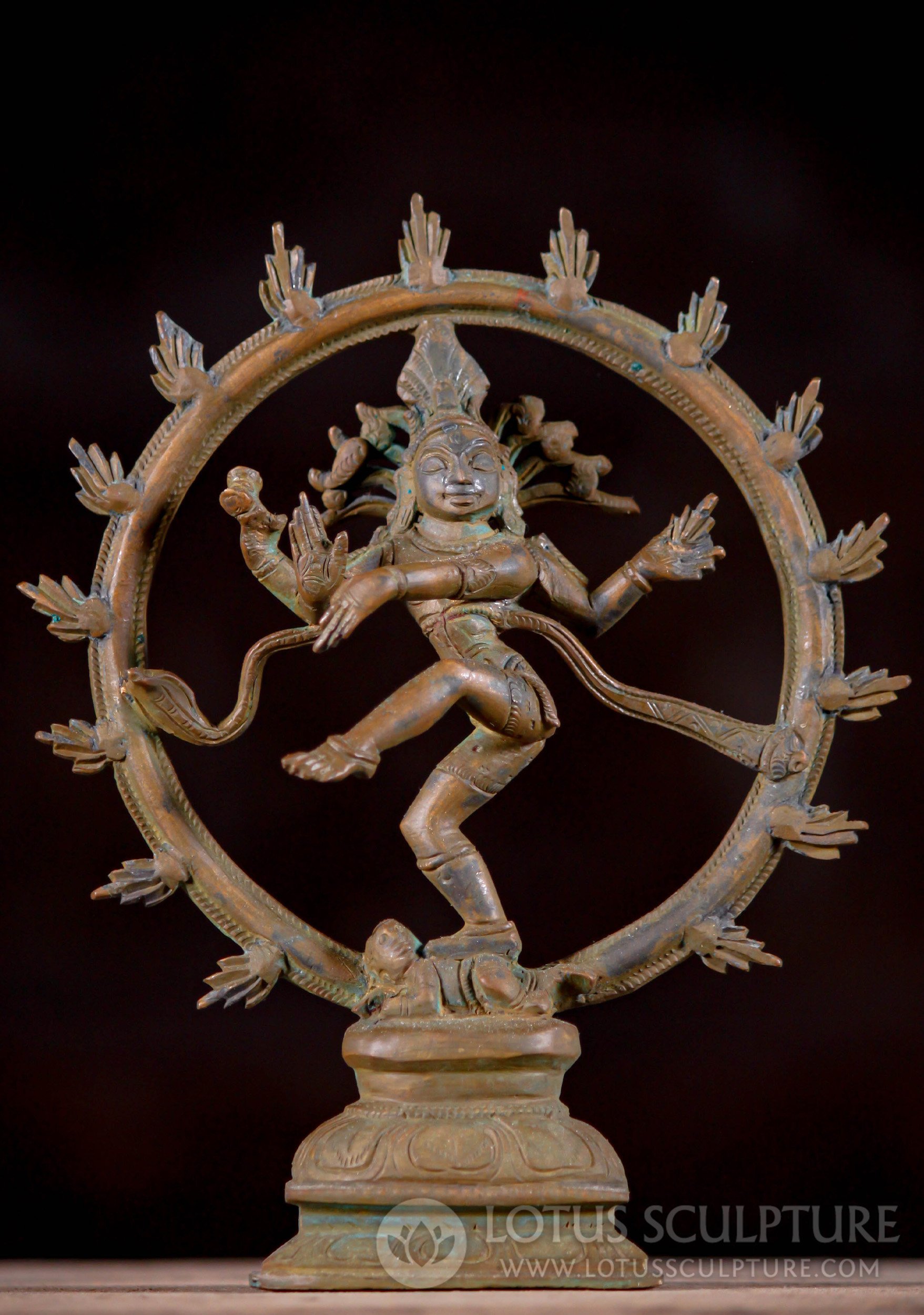 Small South Indian Panchaloha Bronze Shiva as Nataraja Lord of Dance Statue 6.5"