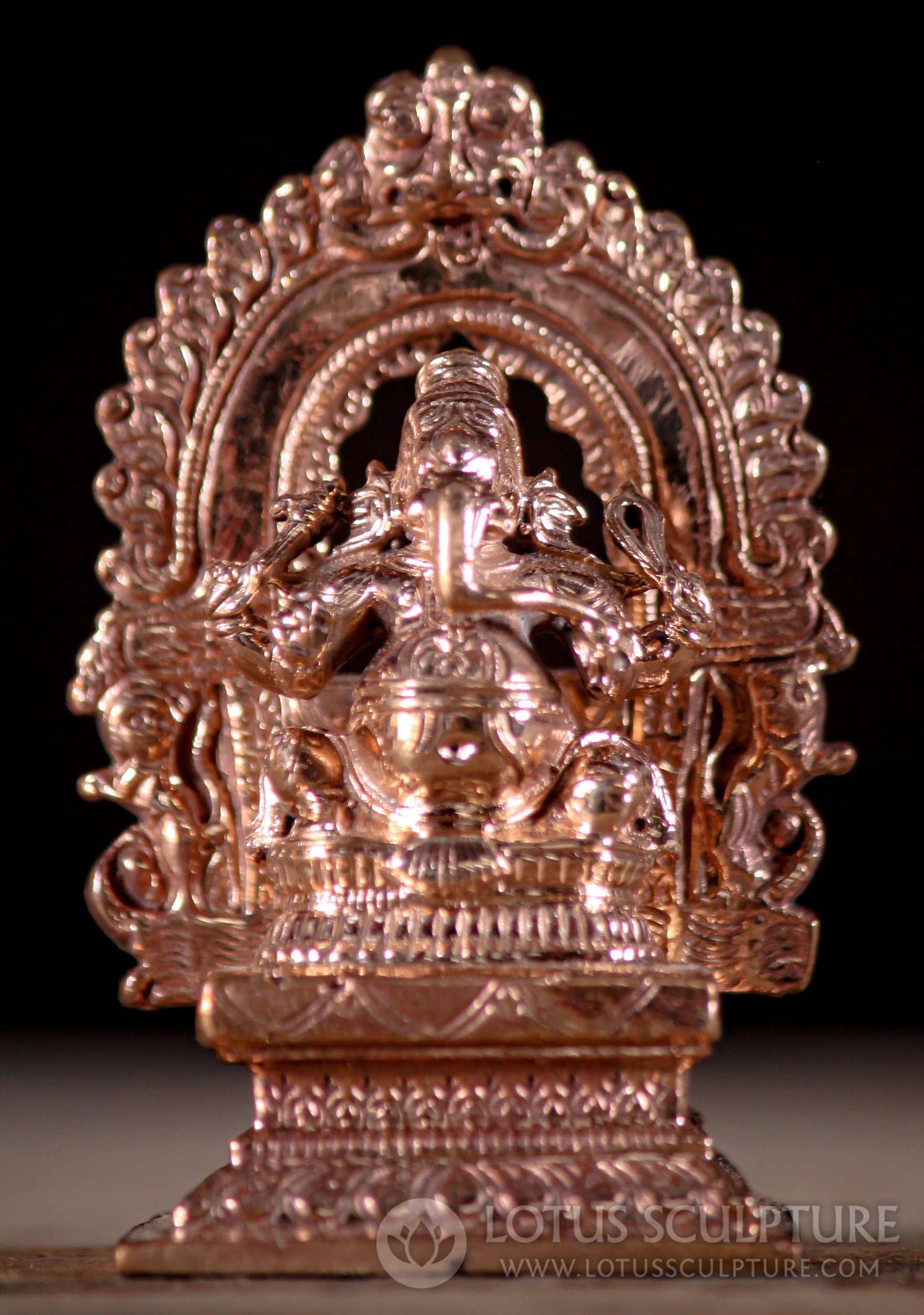 Hindu God Ganesha Murti Beautifully Detailed Small Polished Bronze 3"