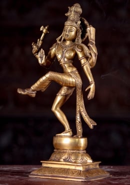 Brass Shiva as Ardhanari Divine Dance Statue: Union of Shiva & Shakti with  Crescent Moon 13