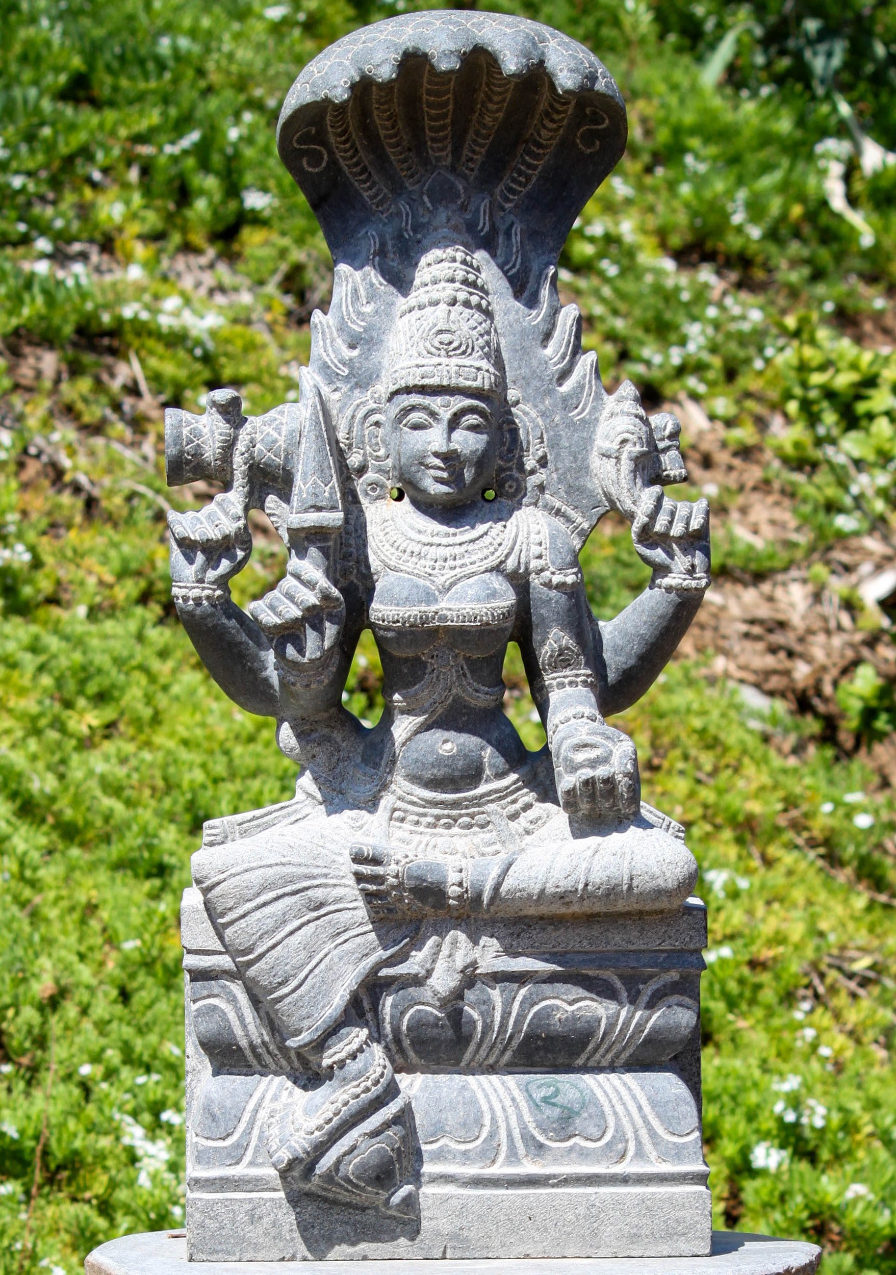 Divine Shakti Mariamann: Black Granite Statue of Fierce Power & Beauty 28"