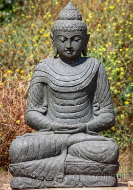 PREORDER Large Hand Carved Lava Stone Meditating Buddha Sculpture Under ...