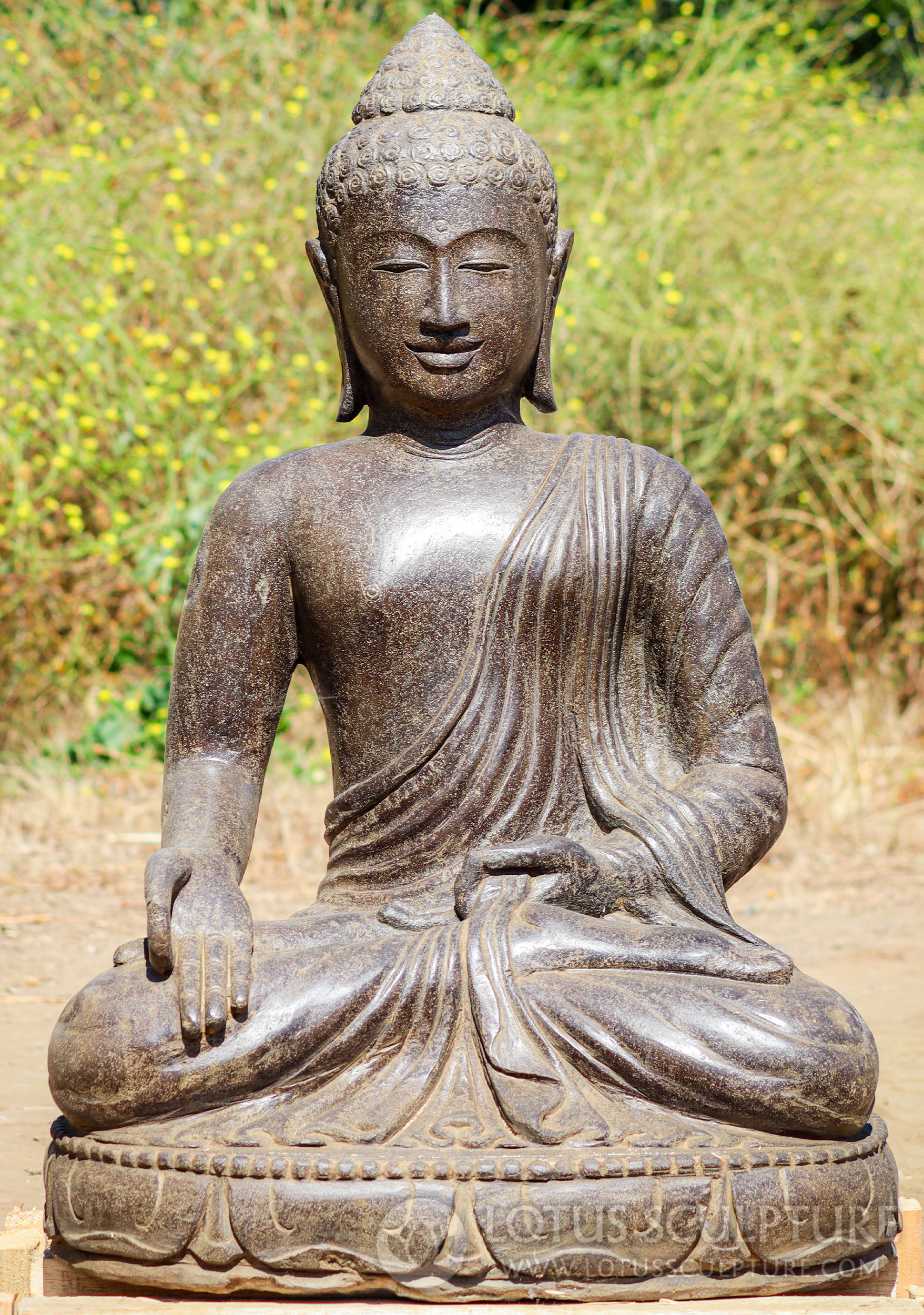 Lava Stone Padmasana Teaching Outdoor Garden Buddha Statue 34"