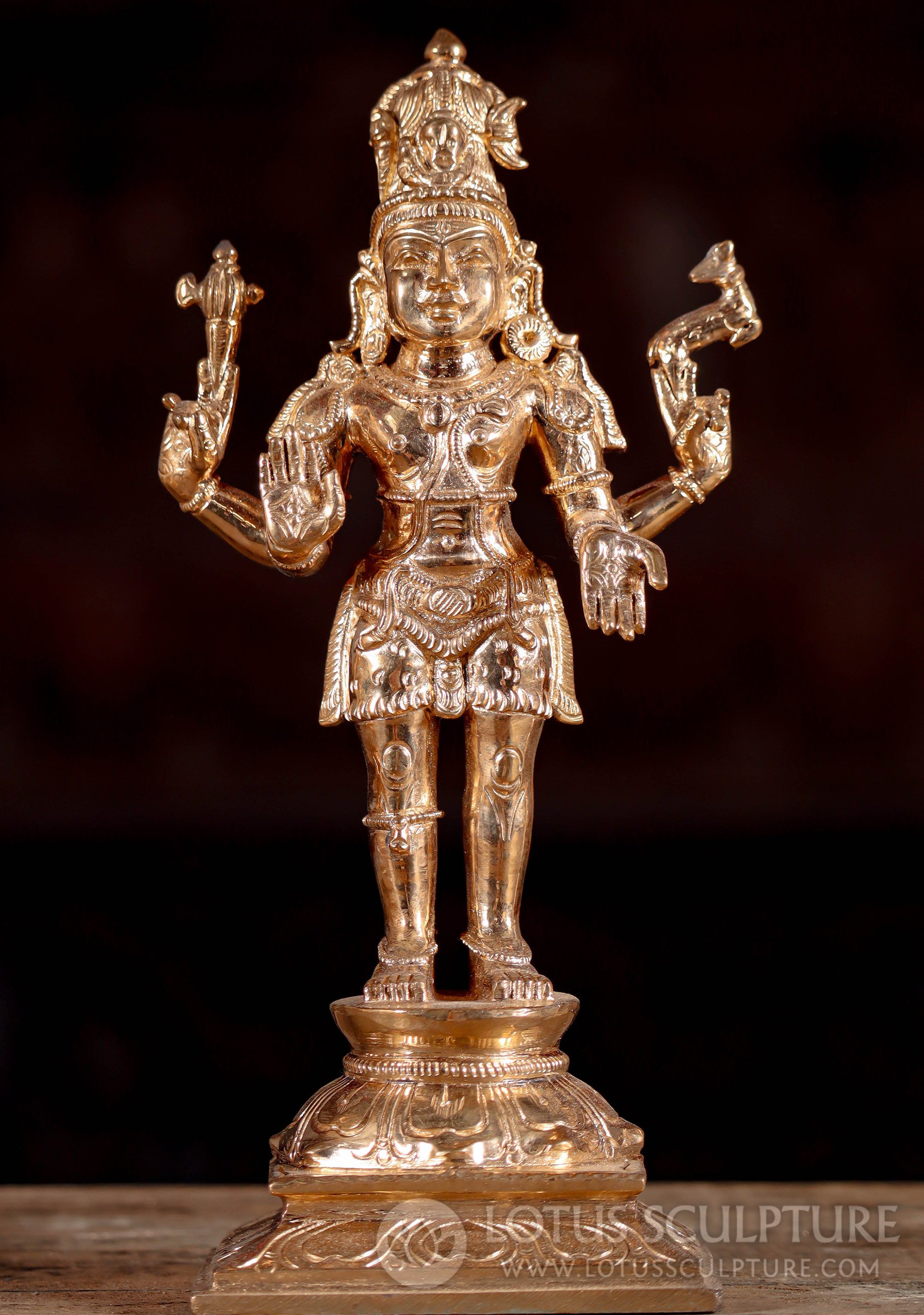 Lord Shiva Statue: Panchaloha Polished Bronze - Divine Protection & Boon 9.5"