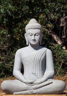 Lava Stone Meditating Buddha Statue in Robes Garden Sculpture for Outdoors  29 (#164ls1173): Hindu Gods & Buddha Statues