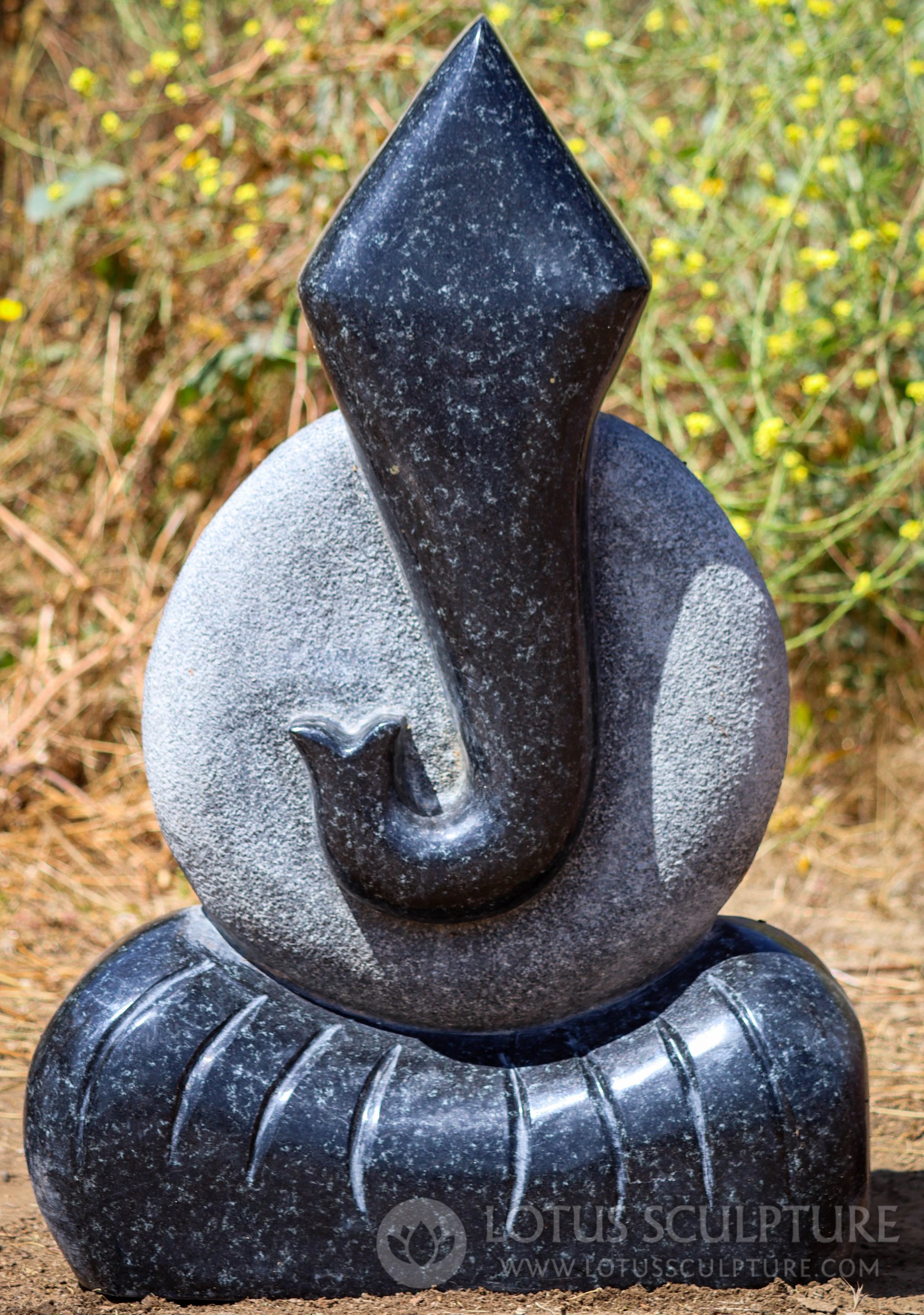 Sadarahalli Granite Modern Abstract Ganesh Carving Hand Carved in South India 30.5