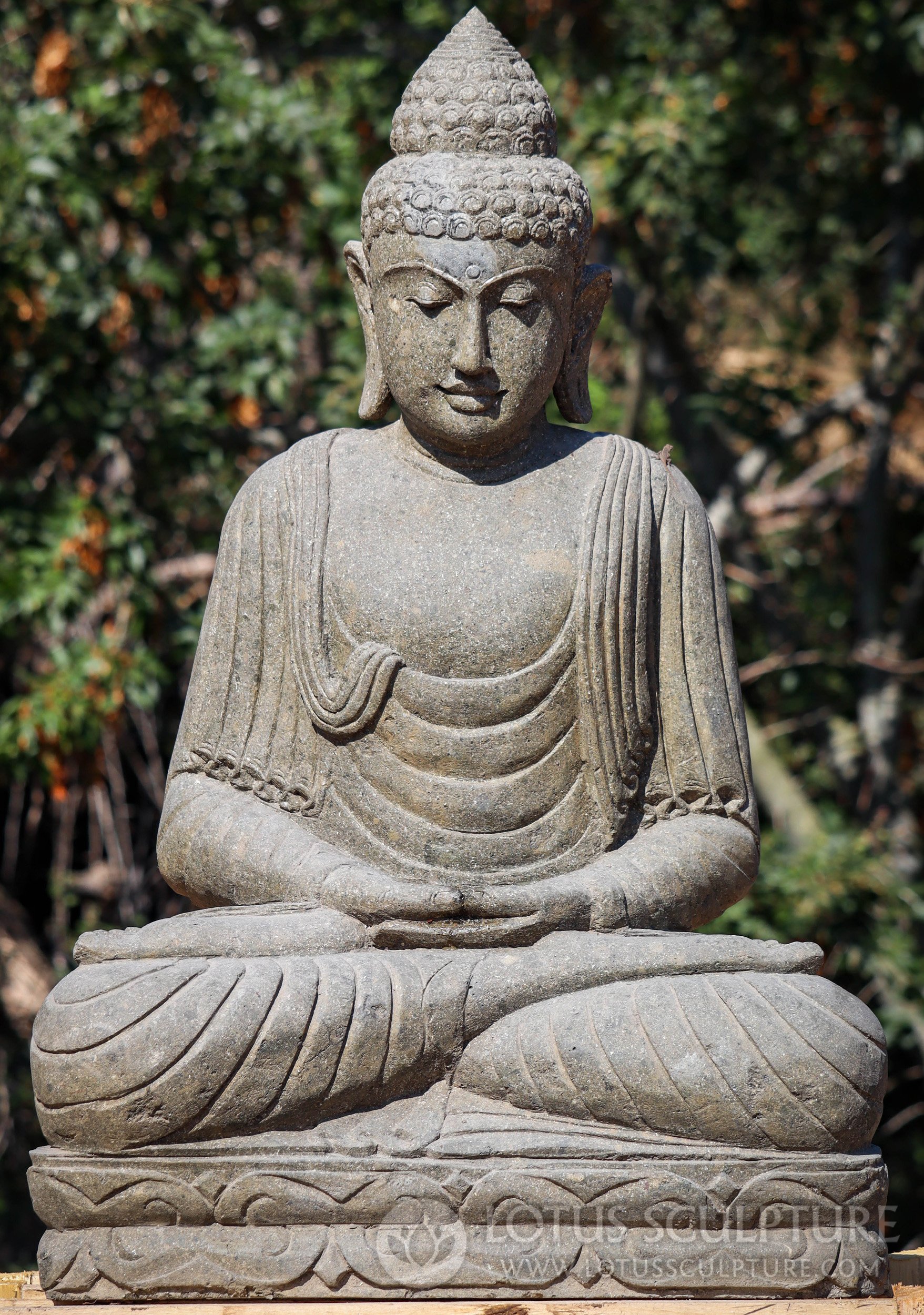 Hand Carved Green Lava Stone Meditating Buddha Statue Garden Sculpture 40"