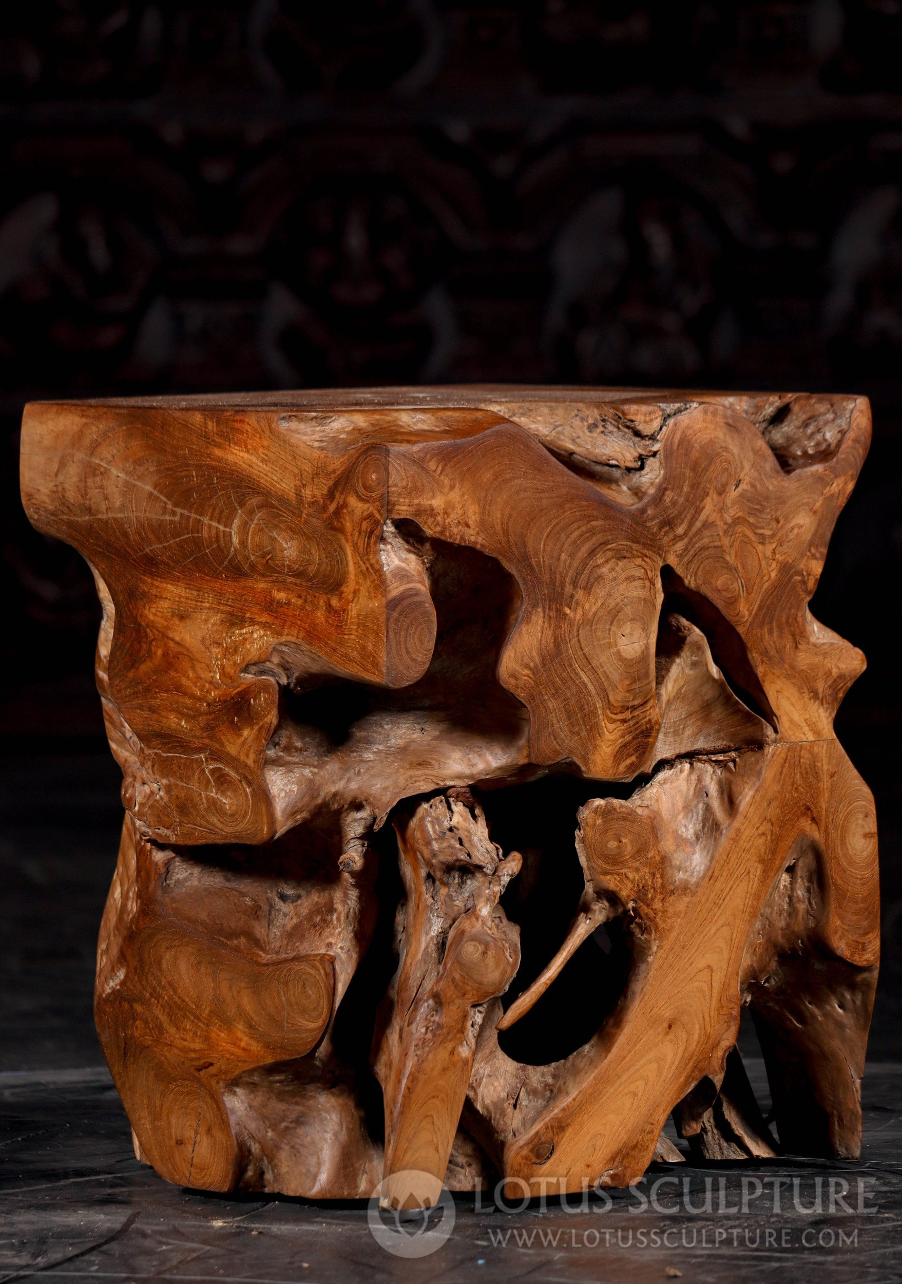 Exquisite Teakwood Root Stand: Earth's Touch for Displaying Timeless Treasures 17.5"